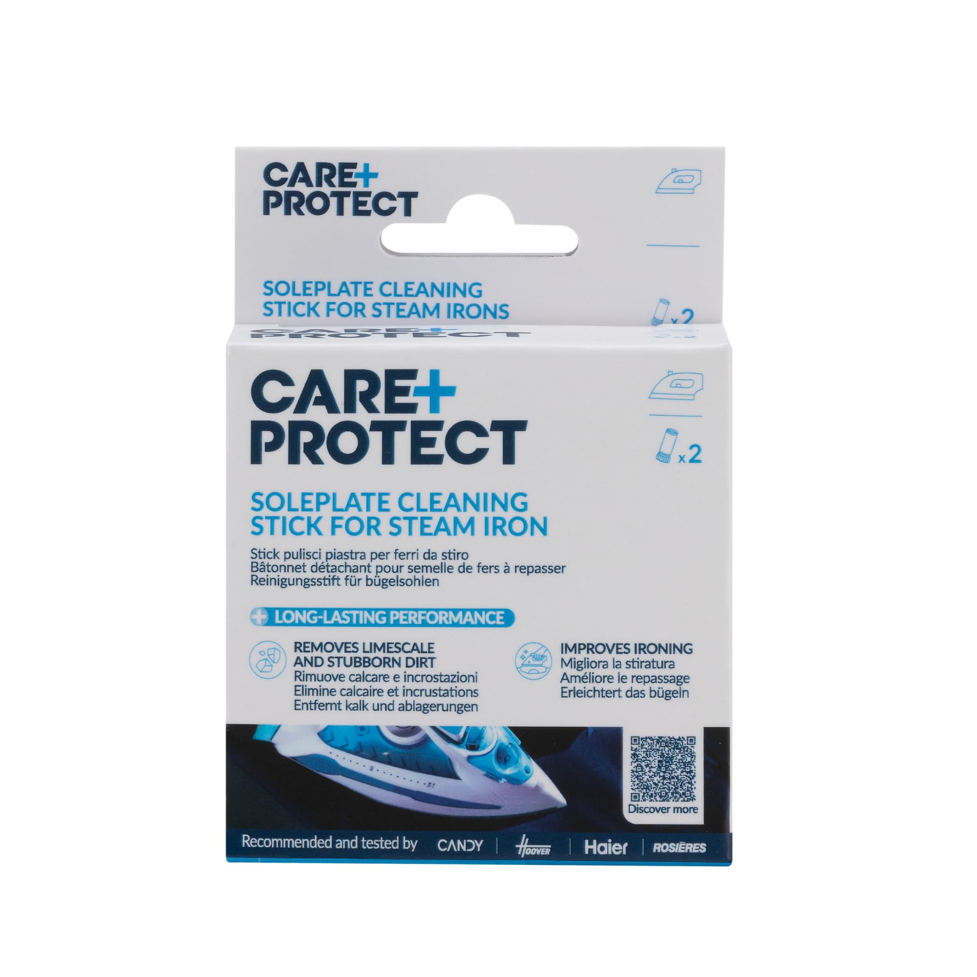 CARE + PROTECT Iron Soleplate Cleaning Sticks - Descaler, Universal Fit | Pack of 2 6