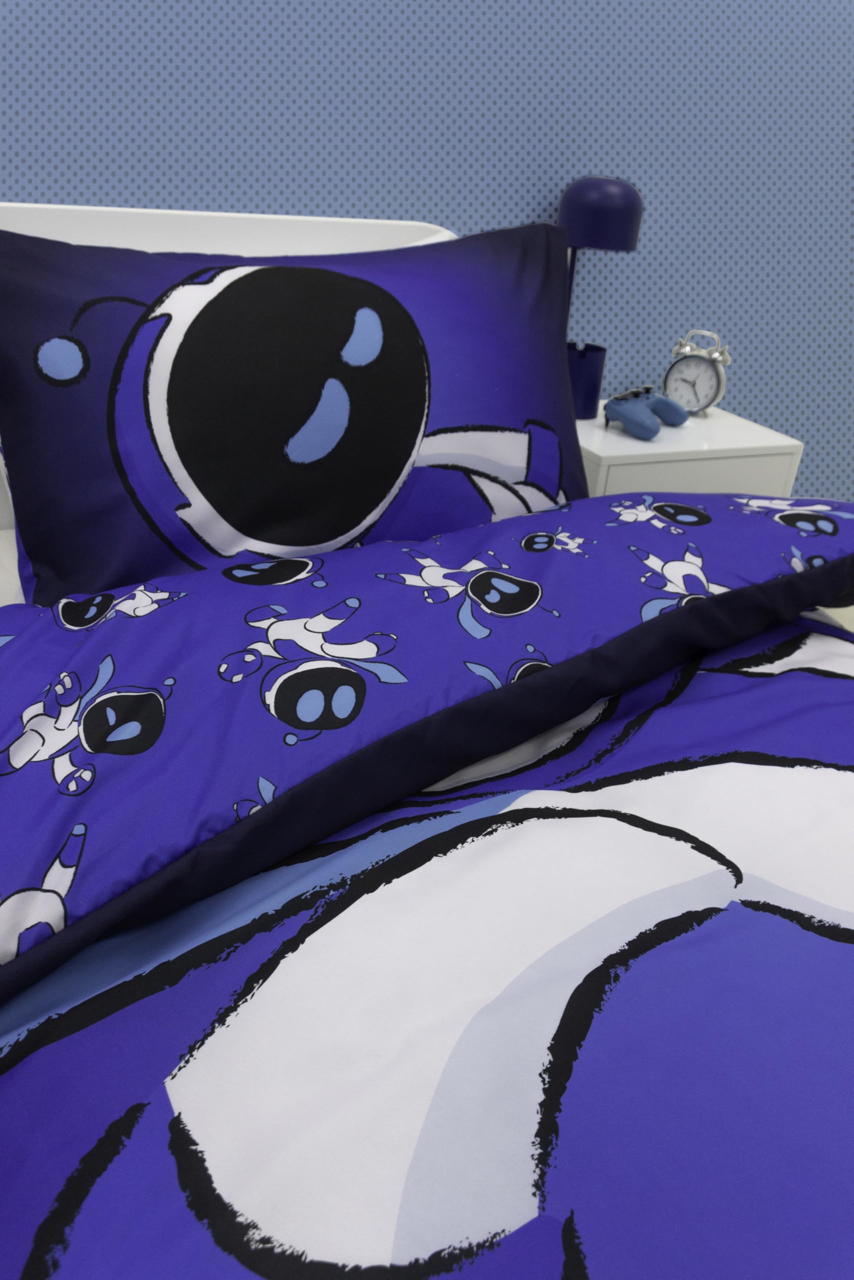 Character World Astro Bot Official Single Duvet Cover Set | Reversible Space Gaming Design | Blue 6