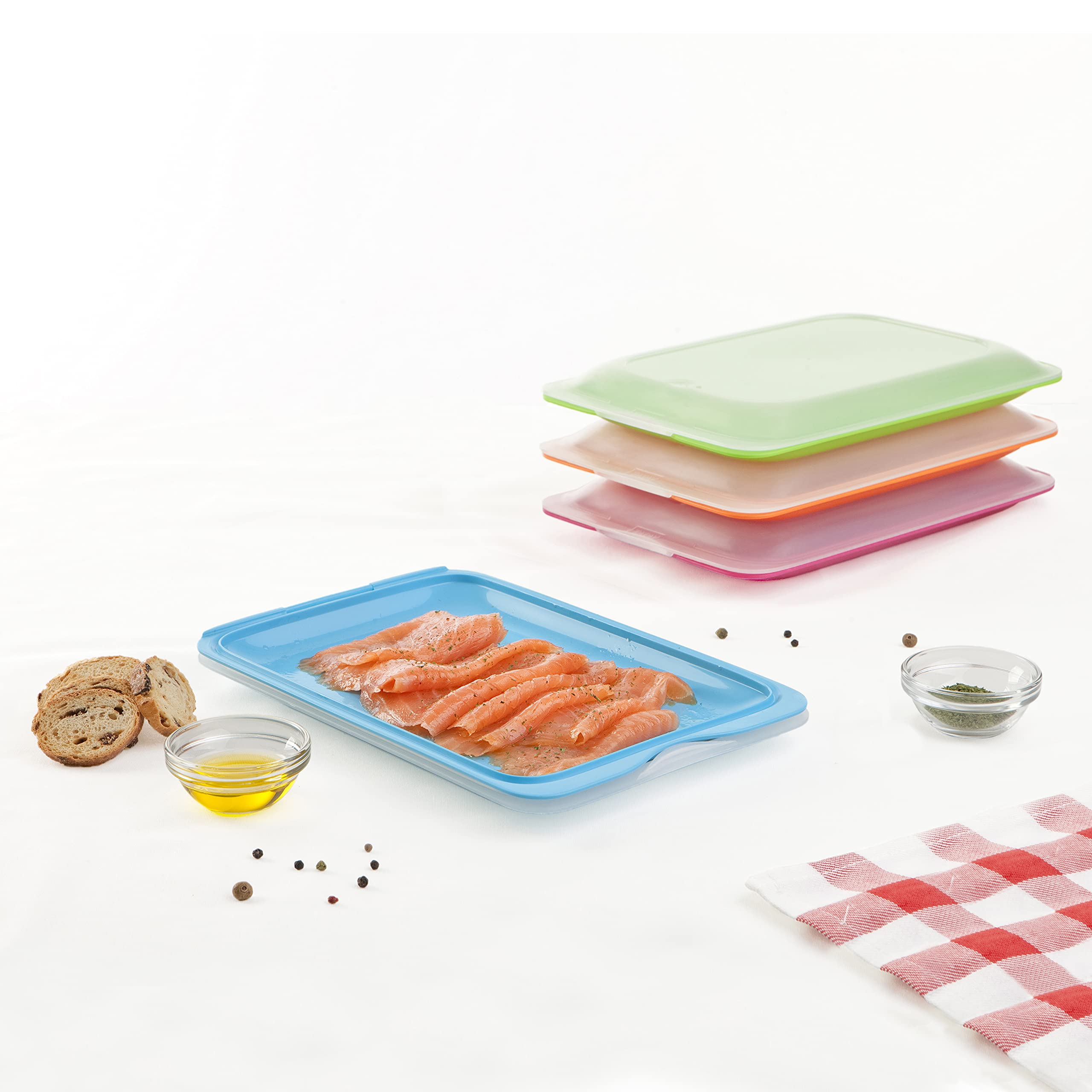 TATAY Set of 4 Cold Meat Containers - Stackable, Fridge/Freezer/Microwave Safe | 17 x 3.2 x 25.2 cm 5