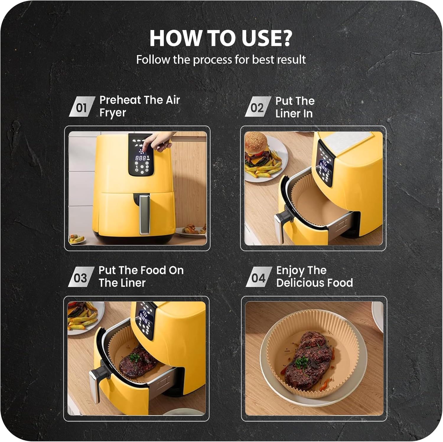 Roe Tenpo Air Fryer Liners - 100 Pcs Disposable Parchment Paper, 6.3 Inch Round, Non-Stick 7