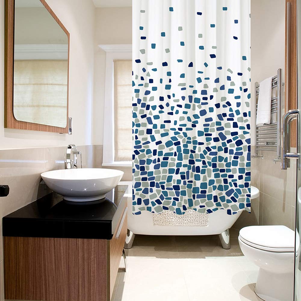 ANSIO Shower Curtain - Mosaic Blue, 180 x 180 cm (71 x 71 Inch) | Mould Resistant, Water Repellent Polyester 6