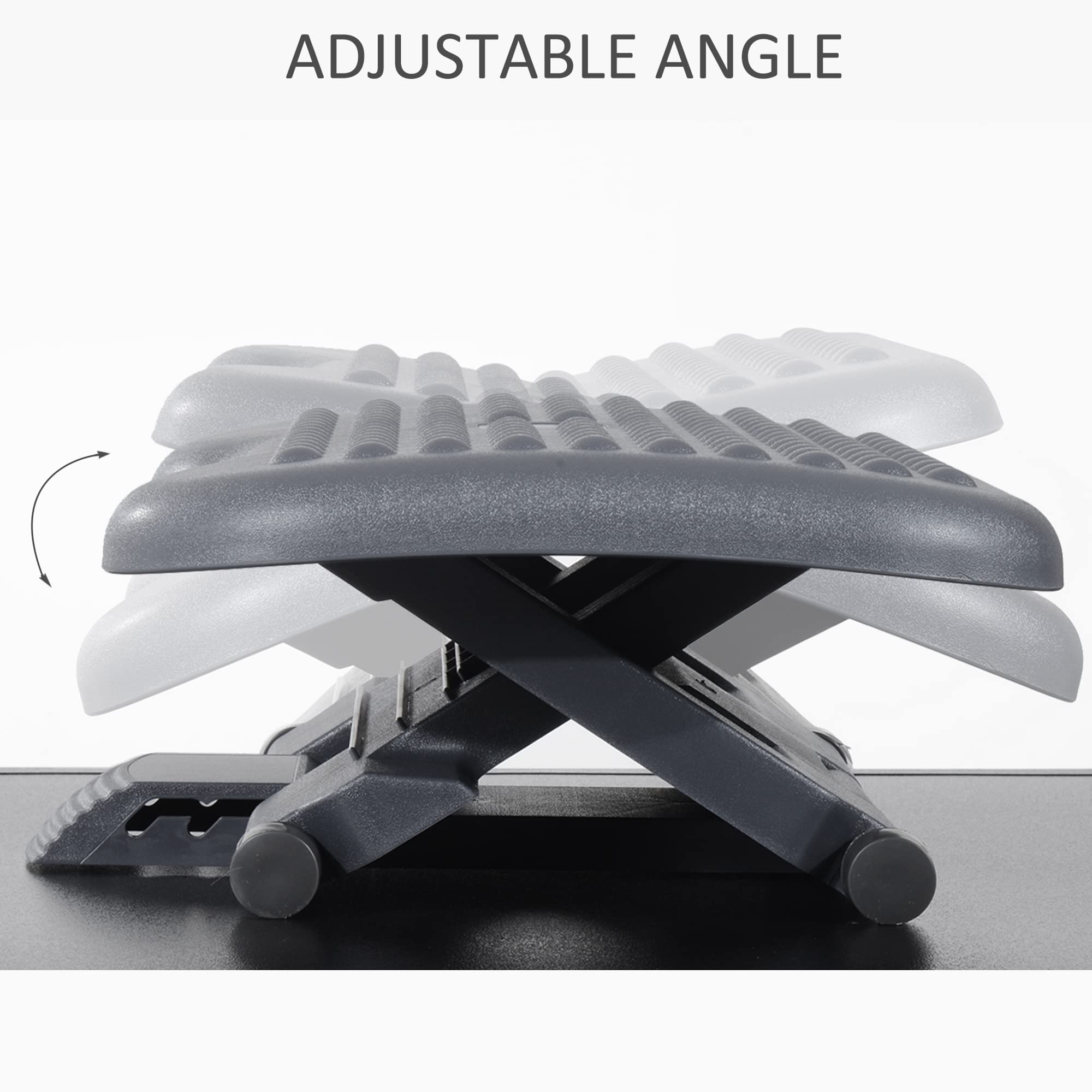 HOMCOM Ergonomic Footrest - Adjustable Height & Tilting Platform for Home Office Comfort | Charcoal Grey 6