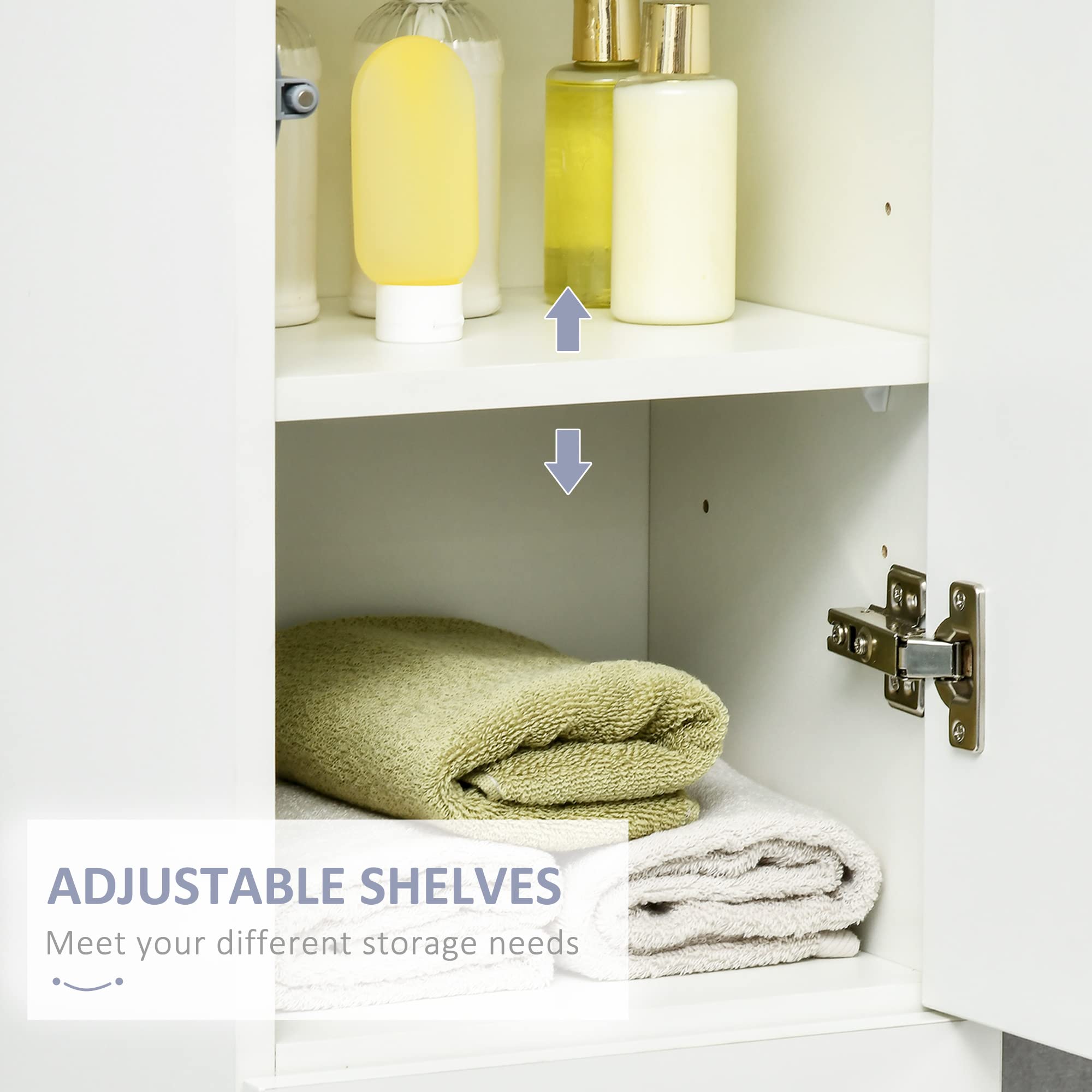 kleankin Tall Bathroom Cabinet - High Gloss Storage | Adjustable Shelves | 170H x 30W x 28Dcm 6