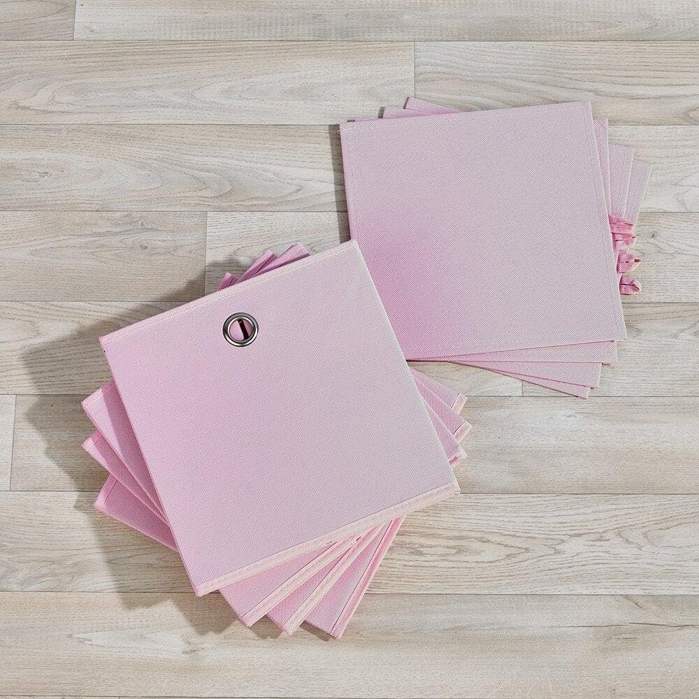 Home Source Cube Storage Boxes - Collapsible Canvas Bins | 4 Piece Set | Pink 4