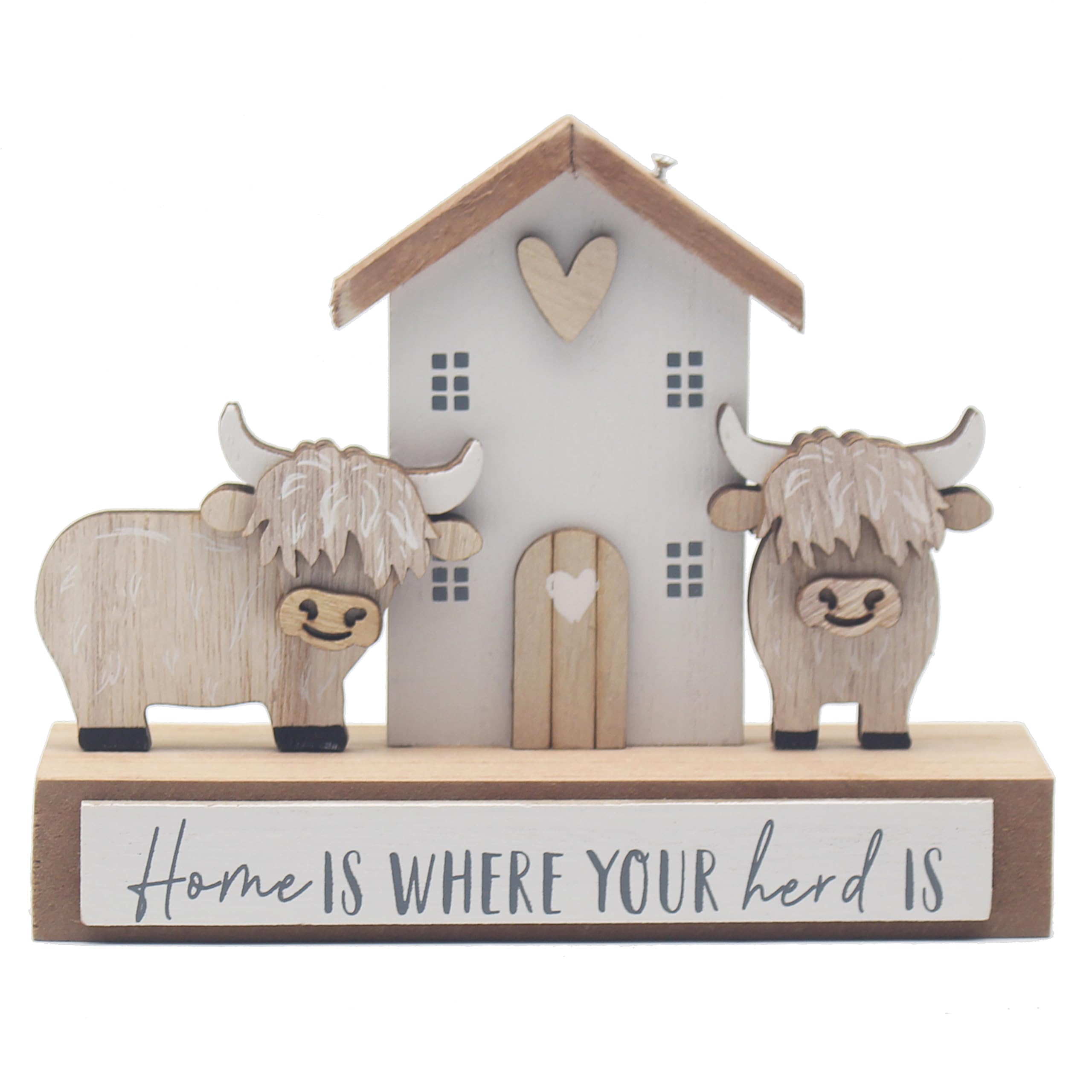 Lesser & Pavey Love & Affection Highland Cow Wooden Plaque | Wood & Acrylic | Multicolour 1