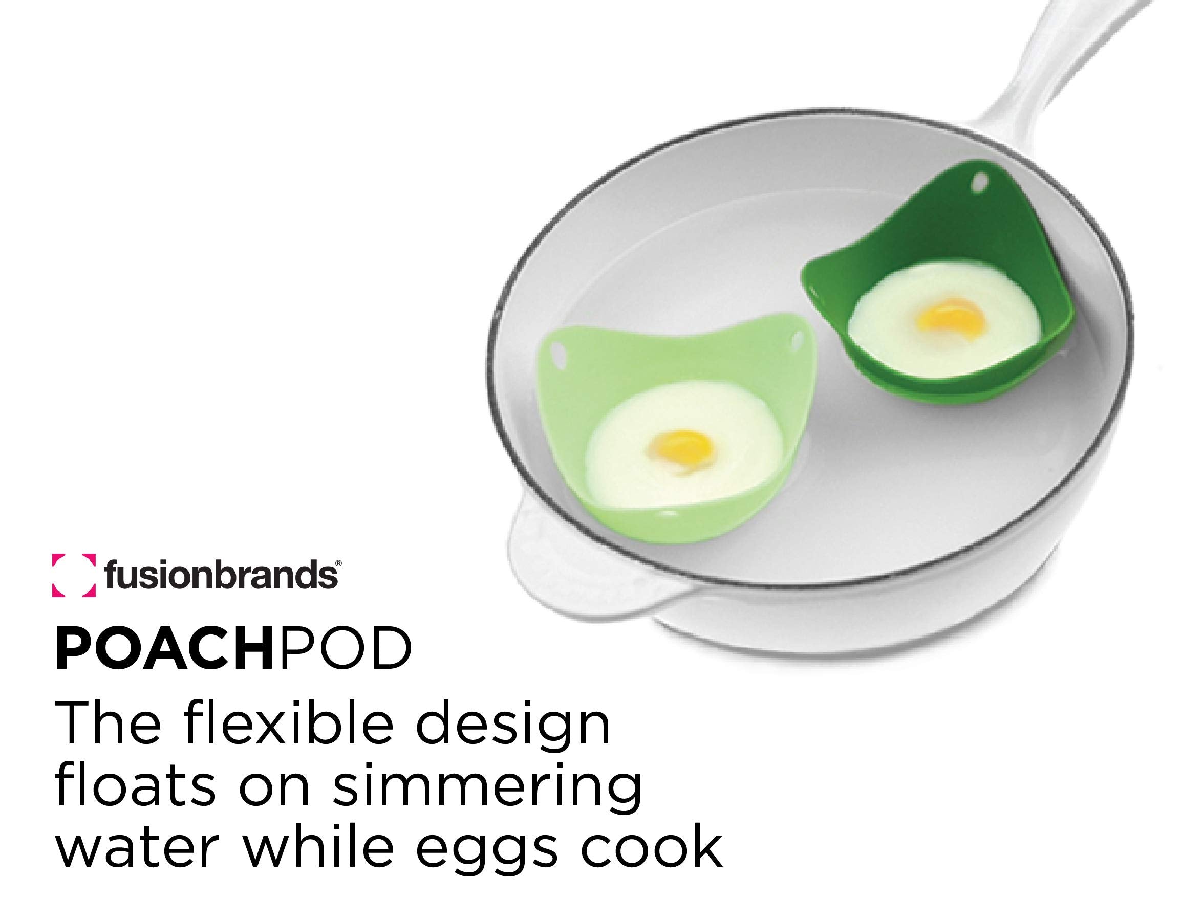fusionbrands Poach Pod Egg Poachers - Silicone, Microwave & Dishwasher Safe | 8cm Diameter | Set of 2 Green Pods 3