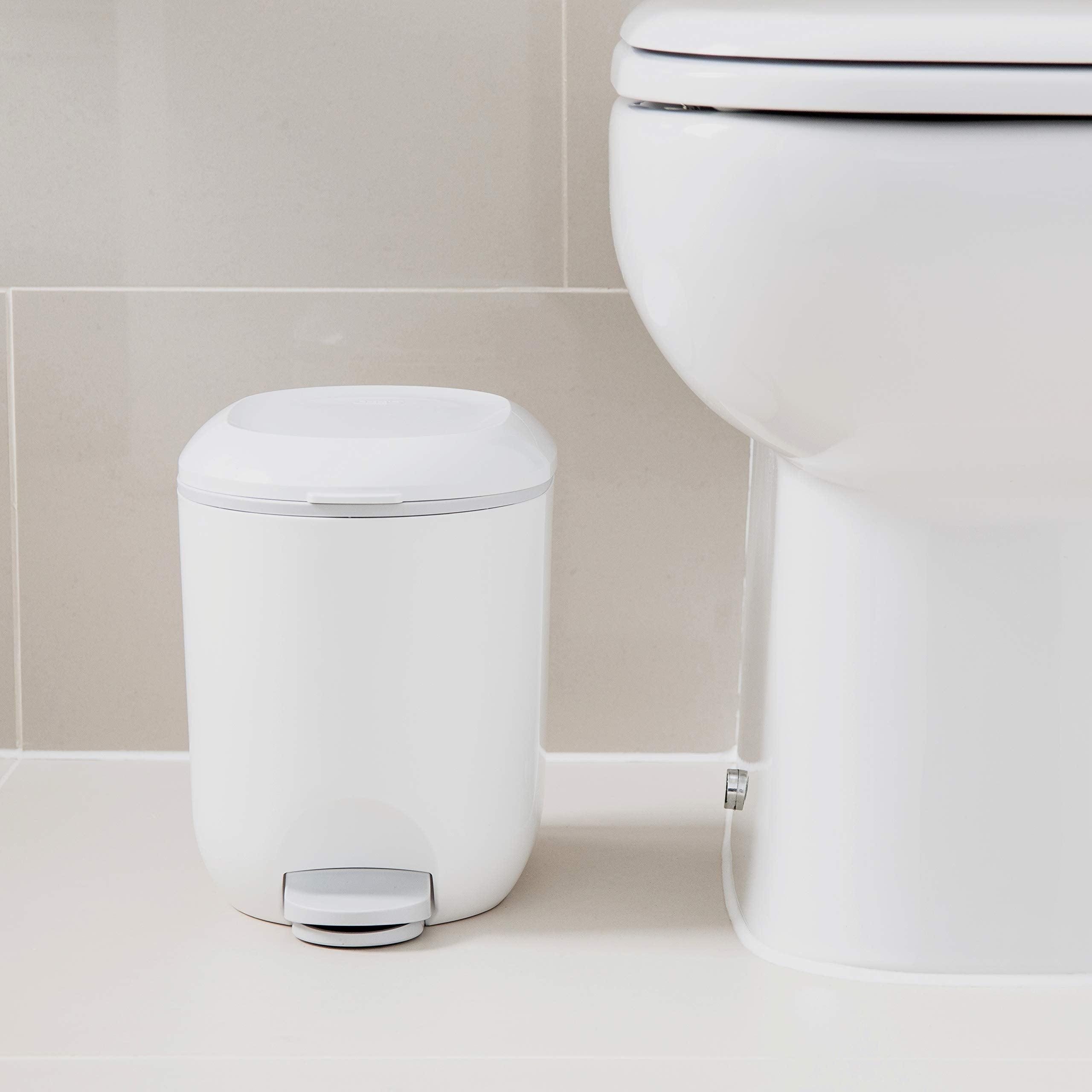 Addis 518503 Premium Deluxe Bathroom Pedal Bin with Inner Bucket | 3.5 Litre | White Grey 4