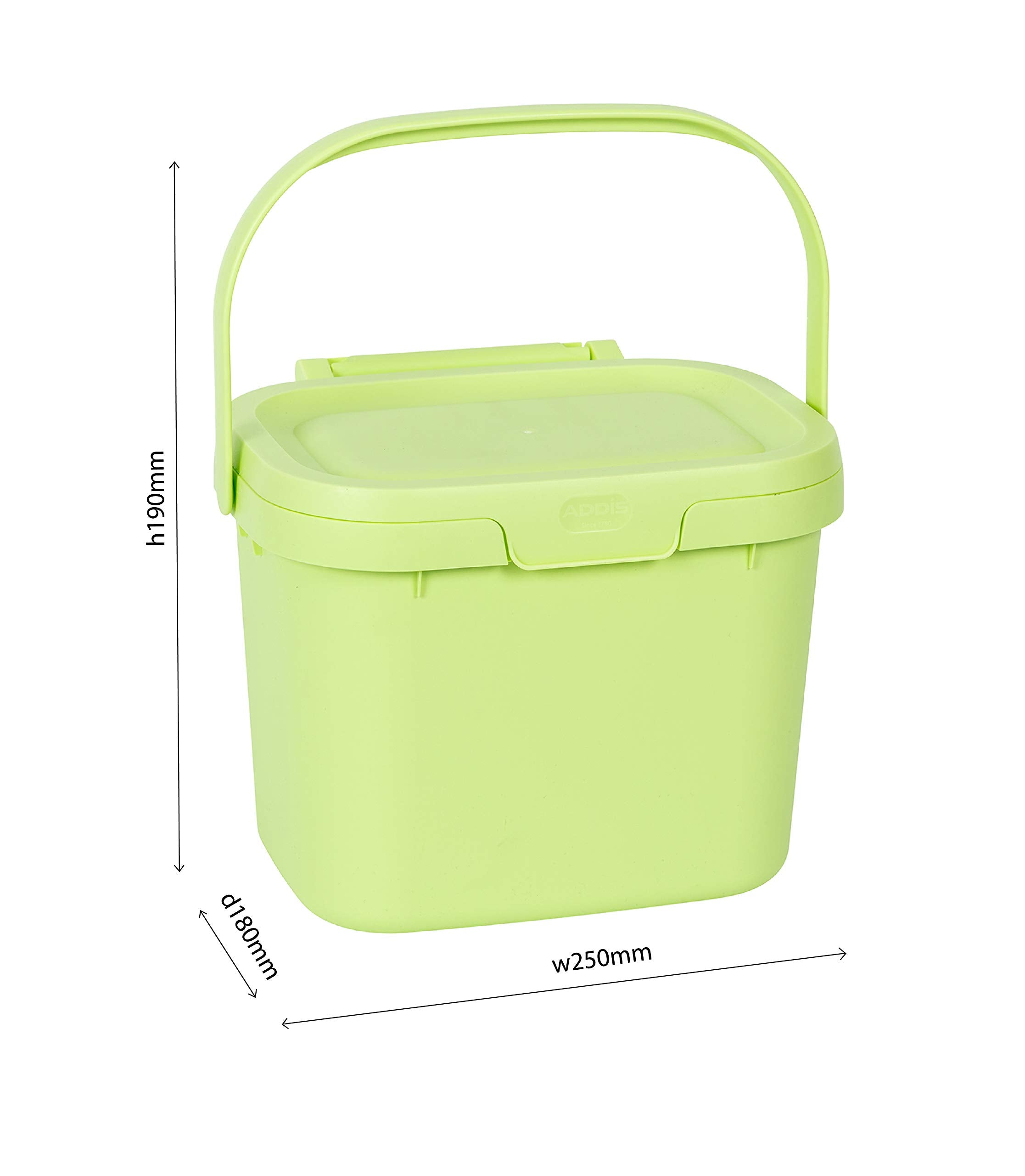 Addis Everyday Kitchen Food Waste Compost Caddy Bin - 4.5 Litre Capacity | White/Metallic Silver | Made in UK 6