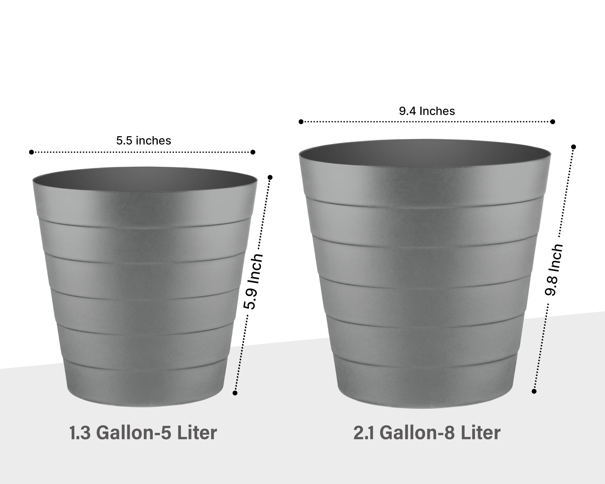 Zuvo Plastic Paper Bin - Compact 5L Waste Basket for Office Desk | Shatter-Proof | Grey