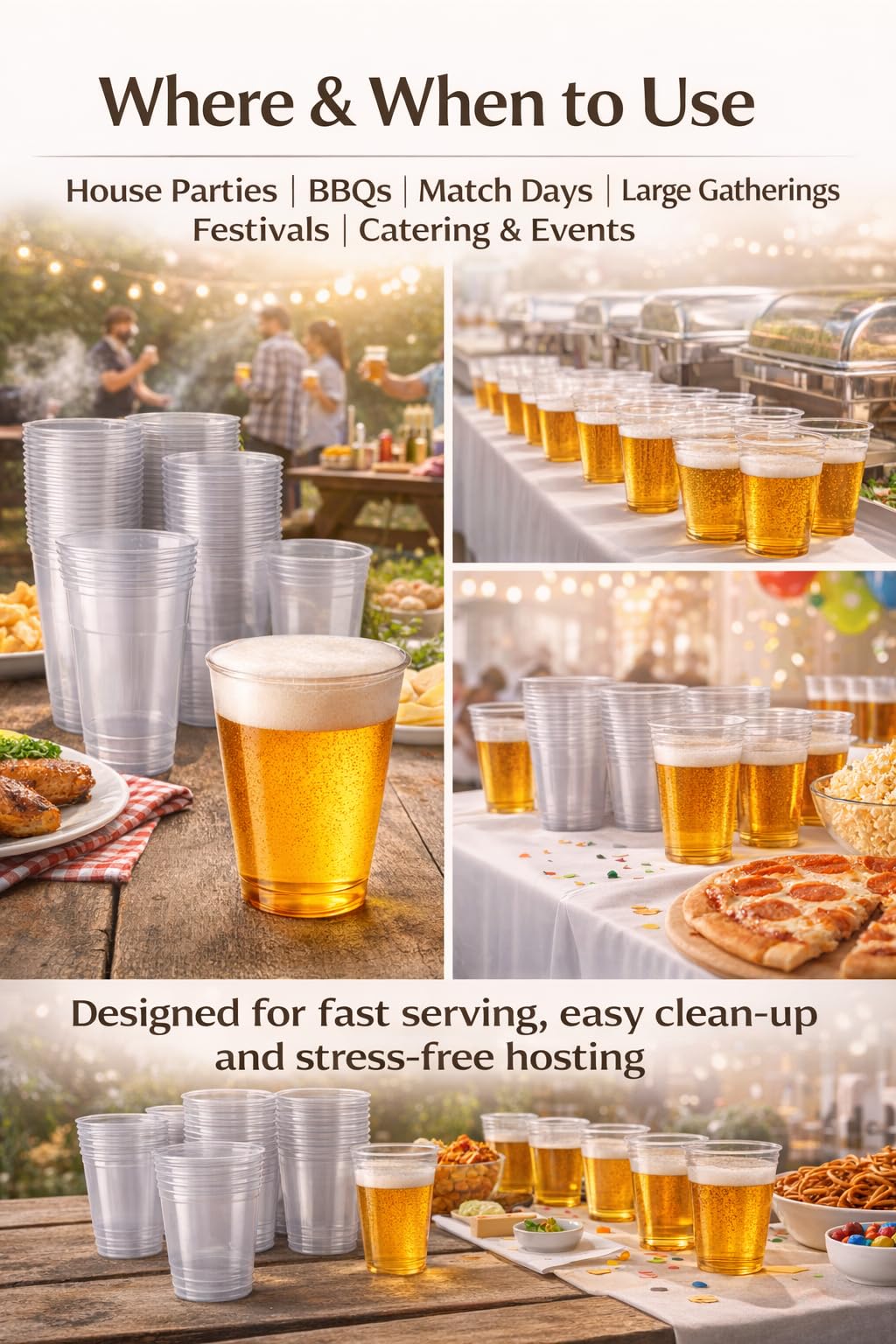 1ABOVE Half Pint Plastic Beer Glasses - 50 Pack, 330ml Capacity, Heavy Duty Transparent Tumblers 7