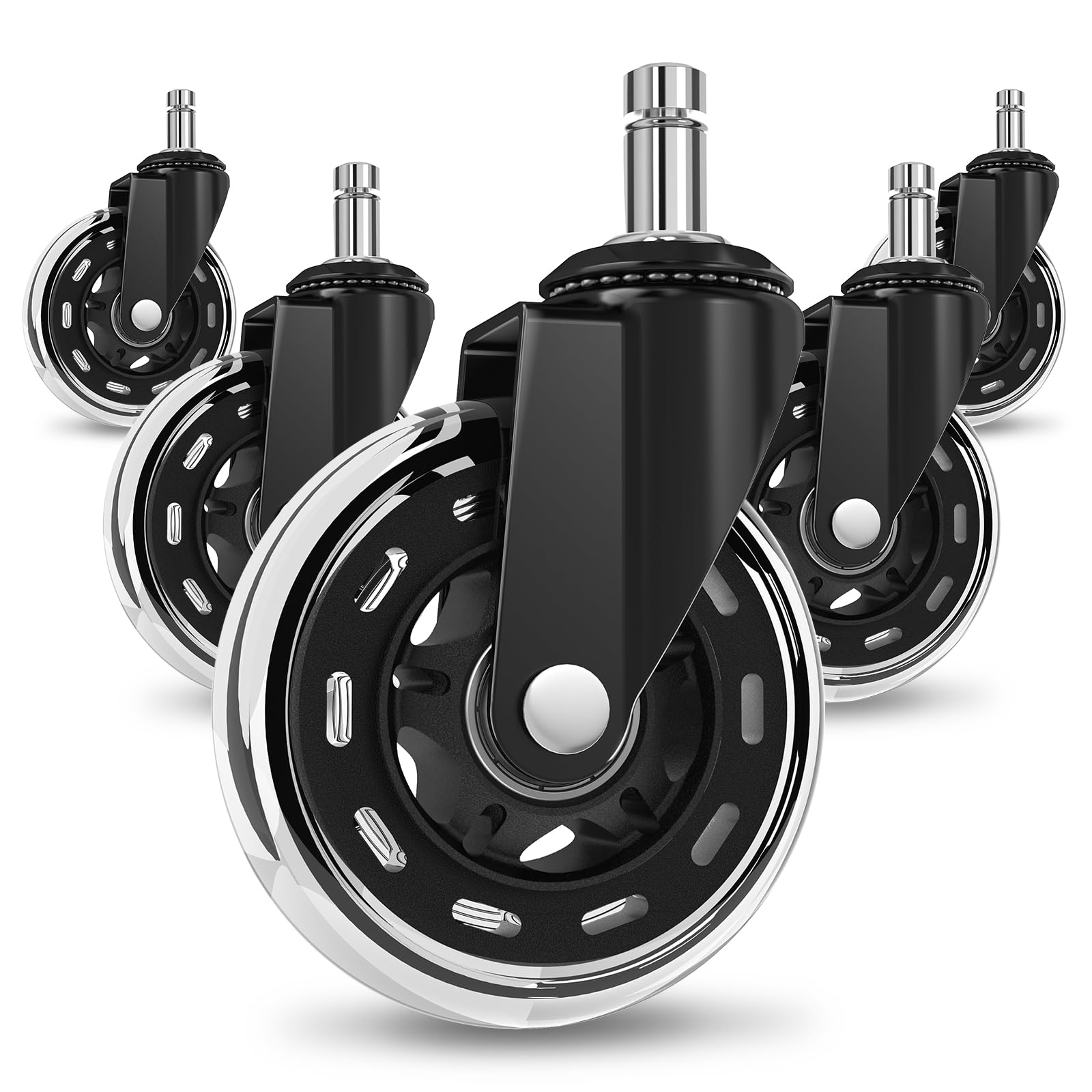 COSYLAND Office Chair Wheels Replacement - Floor-Safe Rubber Casters | 11x22mm Stem Mount | Supports up to 650lbs 1
