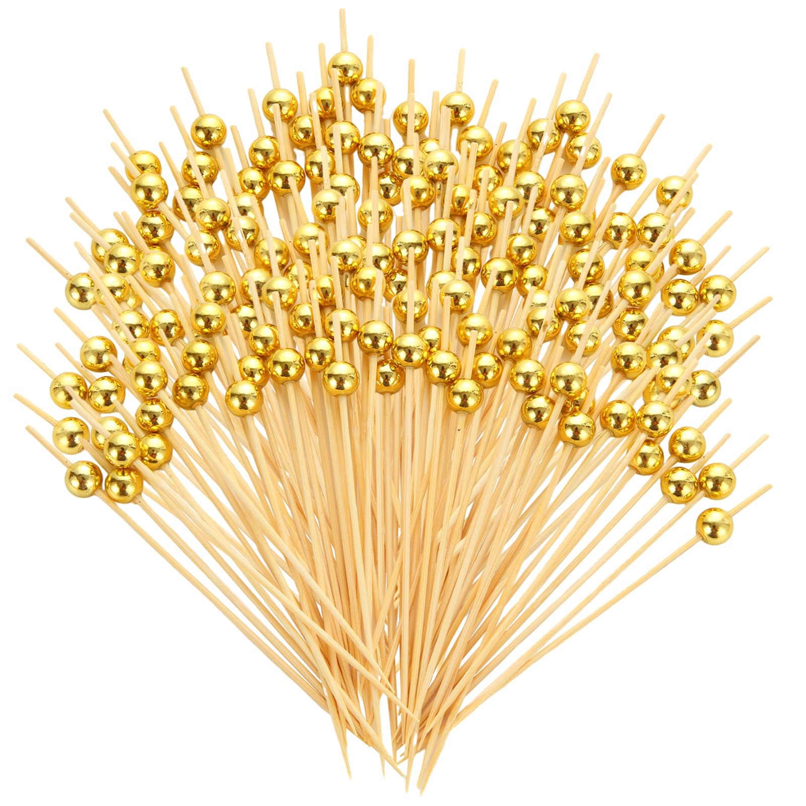 ASelected Cocktail Sticks - 300 Pack Wooden Skewers with Gold/Silver Bead Accent | 12 cm Length 4