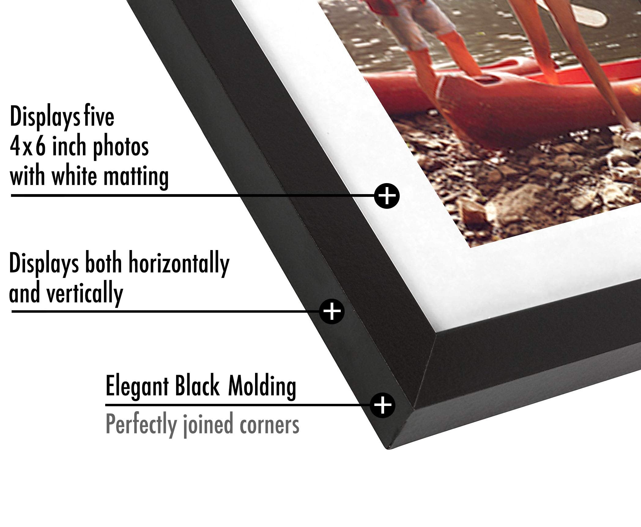 Americanflat Signature Collection 6x4 Collage Photo Frame - Black | Fits Five 4x6 Photos or One 8x24 Picture 3