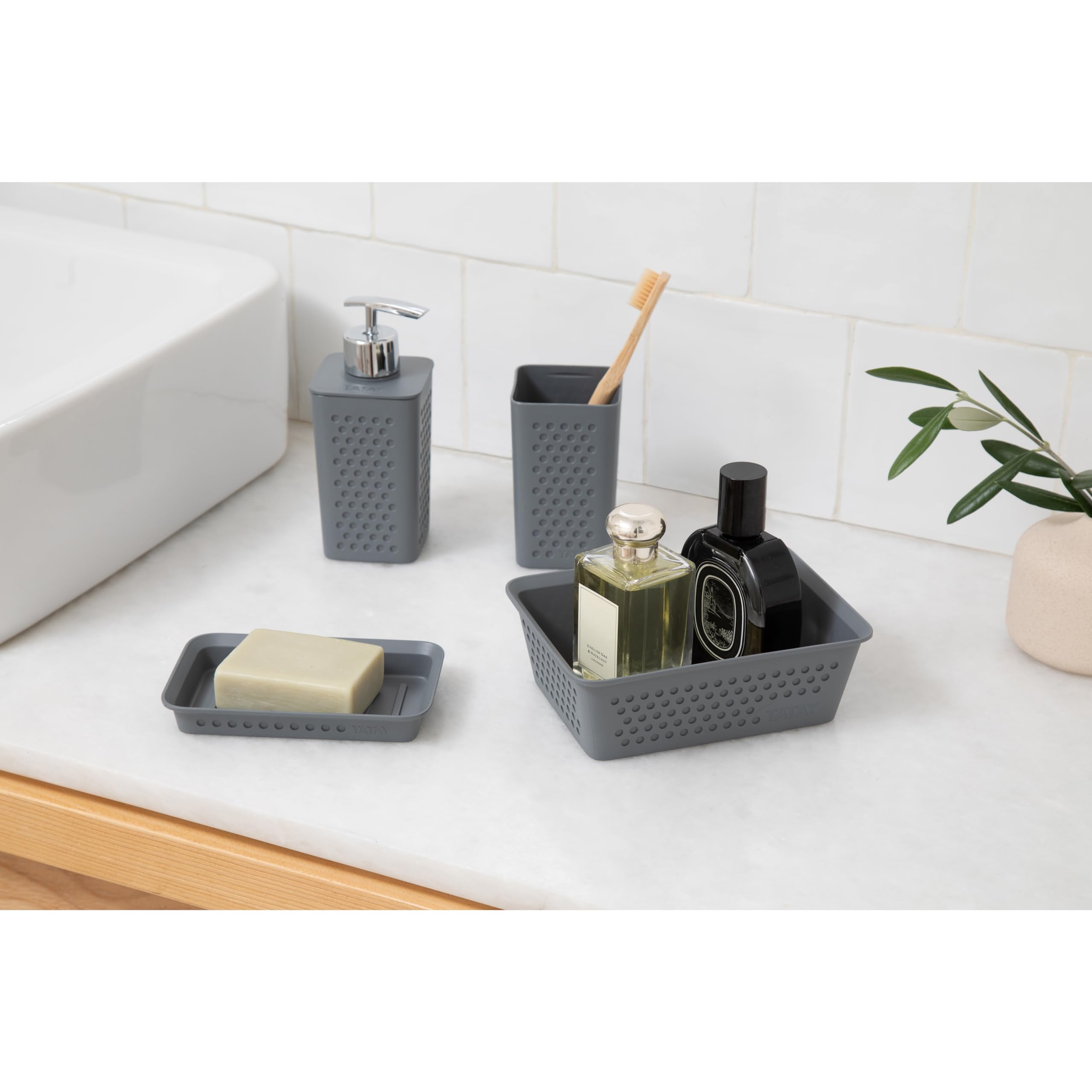 TATAY Bohol Toothbrush and Toothpaste Cup | Polypropylene | 100% Recycled Material | BPA Free 3