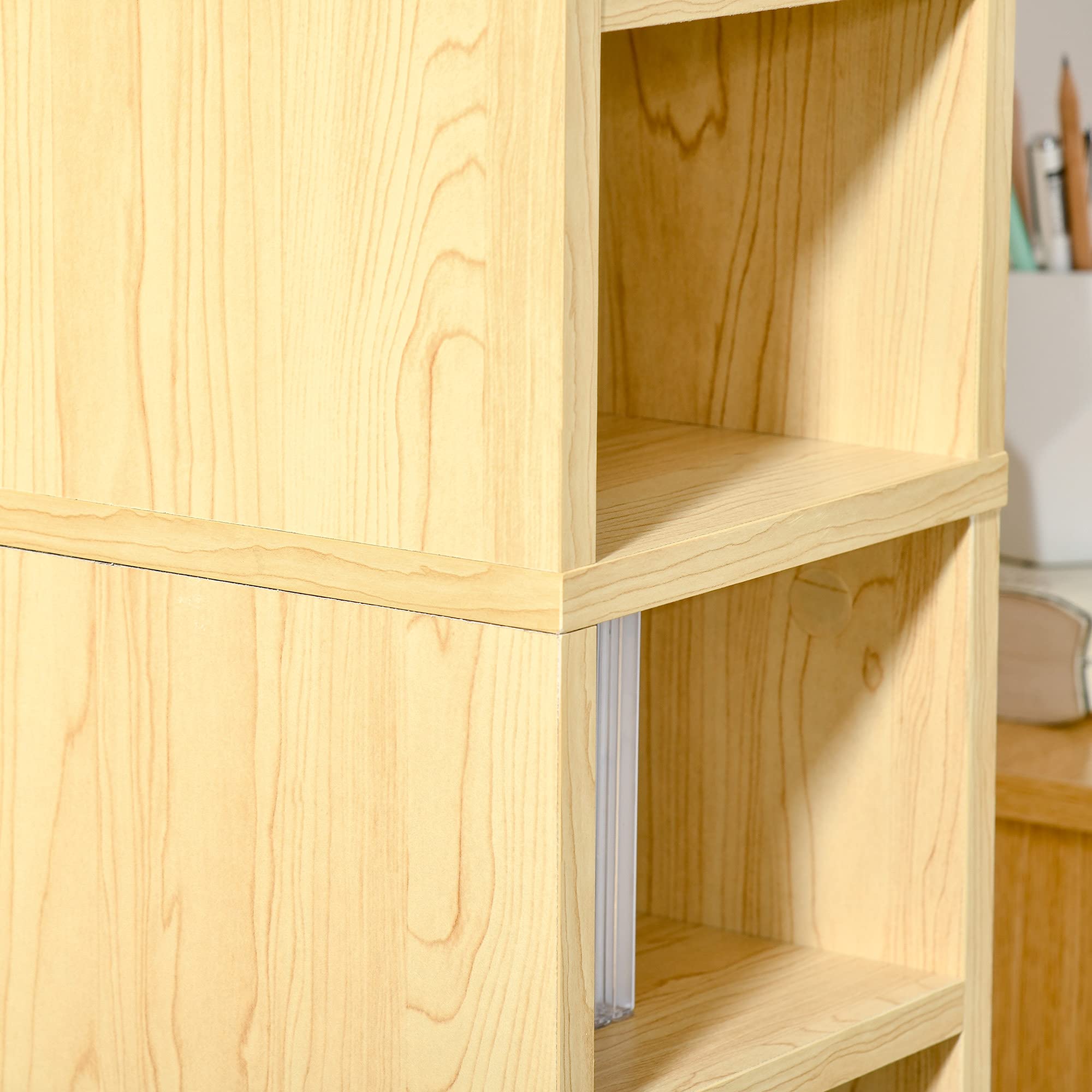 HOMCOM CD/DVD Storage Tower - 12 Cubes, 204 Capacity, 175cm Tall | Pine Wood Colour 8