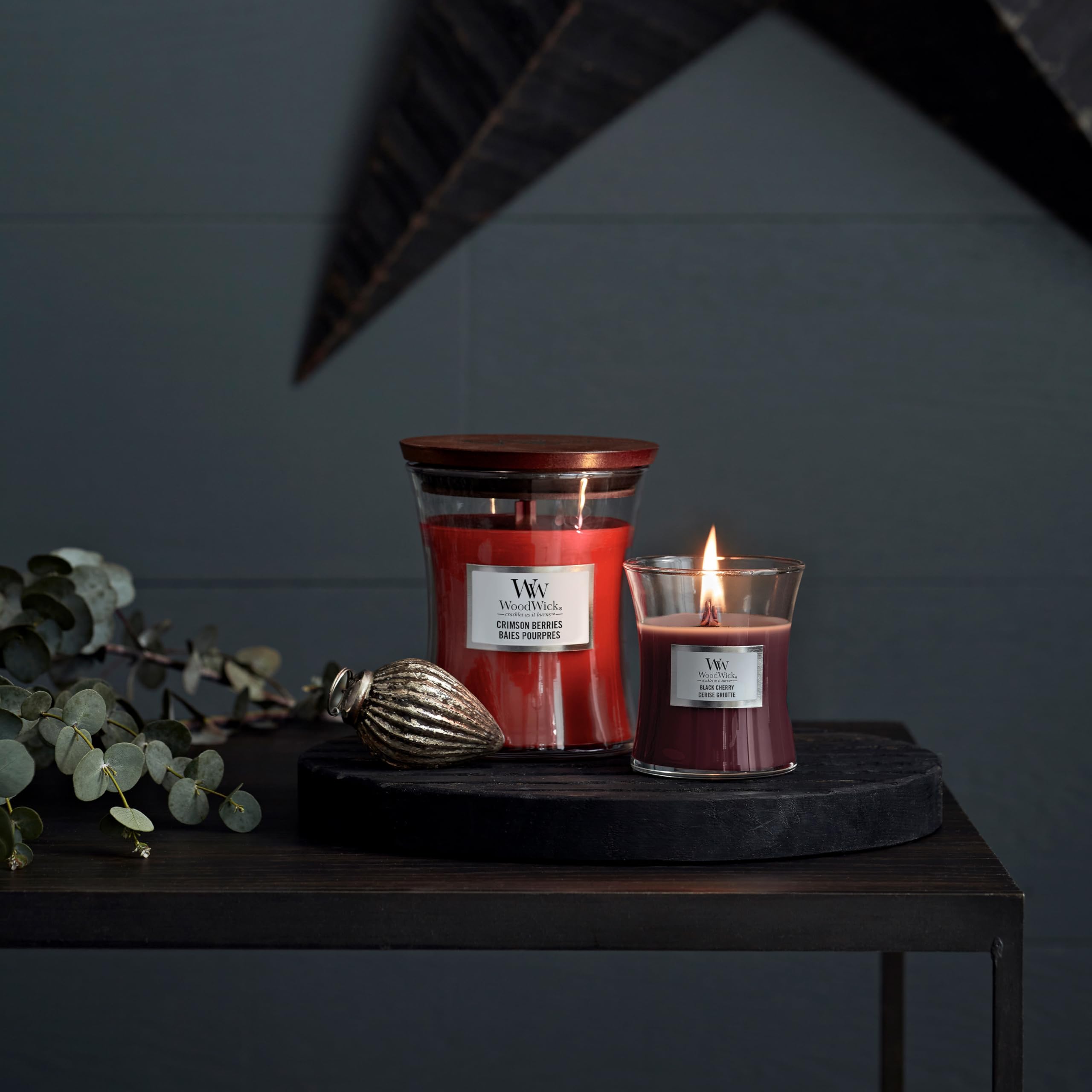 WoodWick Black Cherry Scented Candle with Crackling Wooden Wick | Mini Hourglass | 85g 6
