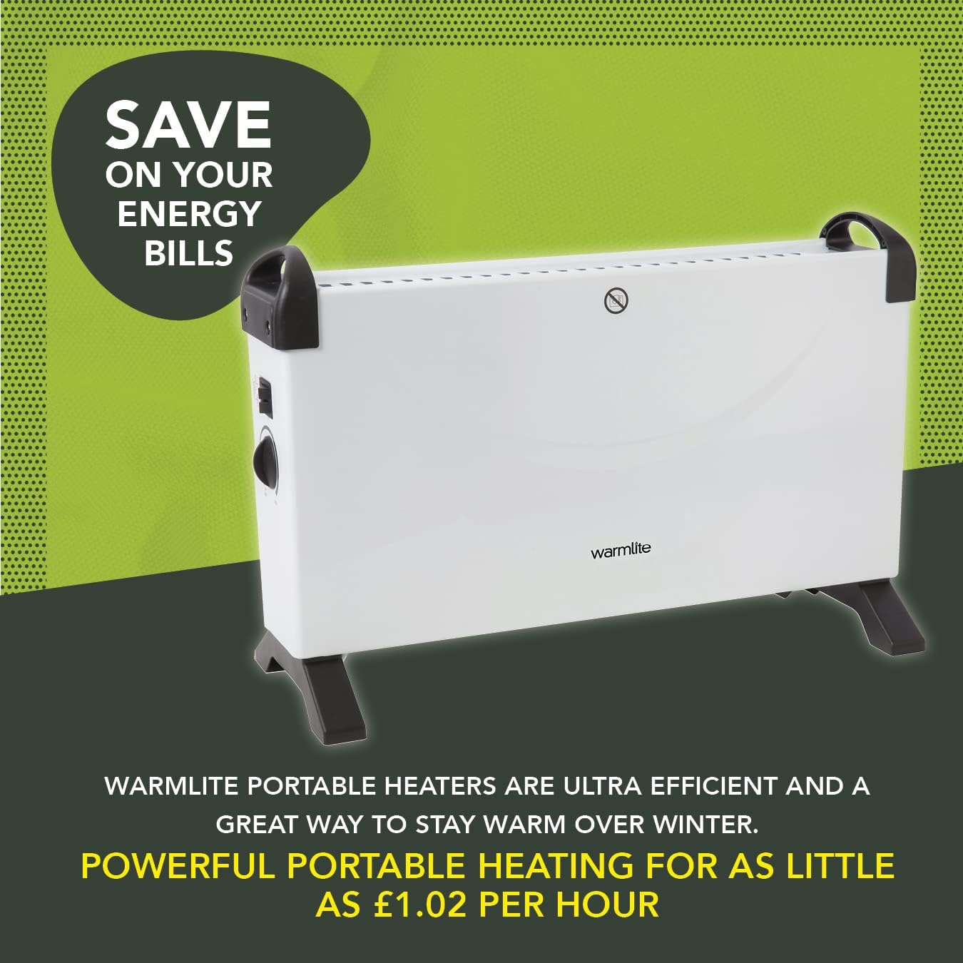 Warmlite WL41007 2000W Portable Convection Heater with Adjustable Thermostat and 3 Heat Settings 4