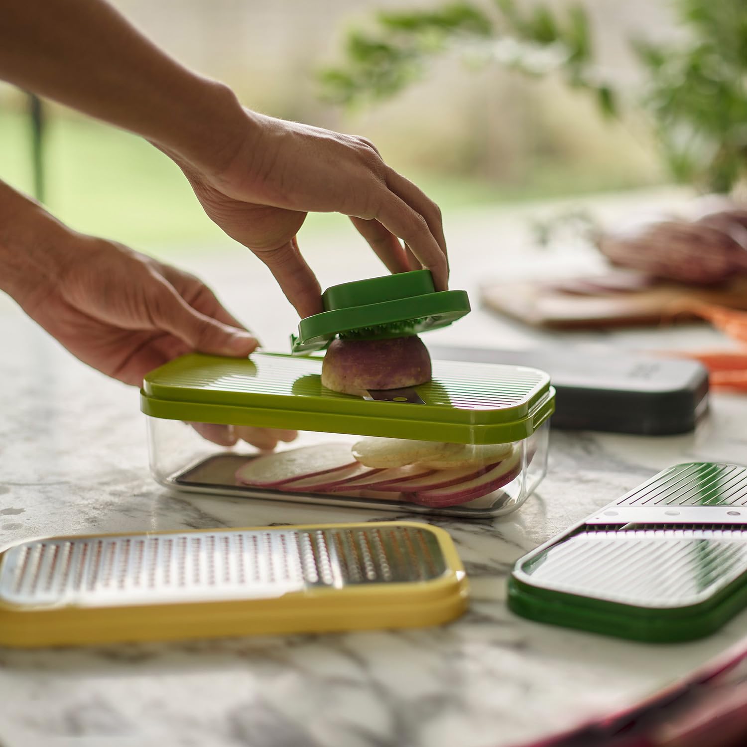 Joseph Joseph Multi-Prep Compact 4-in-1 Multifunctional Set | Chopper, Grater, Slicer, Julienne Cutter 5