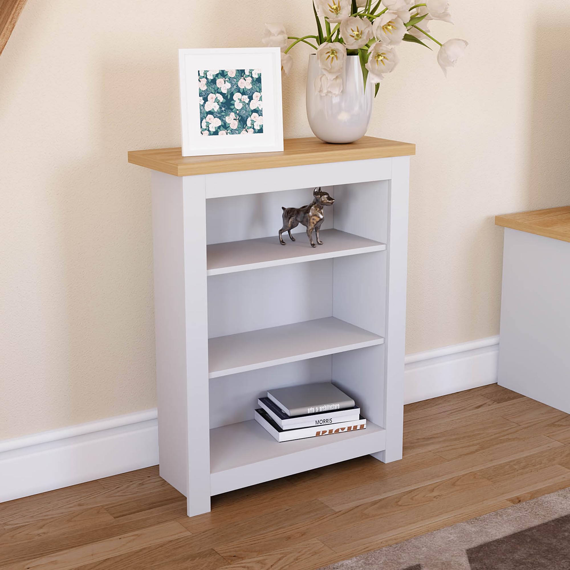 Vida Designs Arlington 3 Tier Bookcase - Modern White Finish | 75 x 60 x 24 cm 6