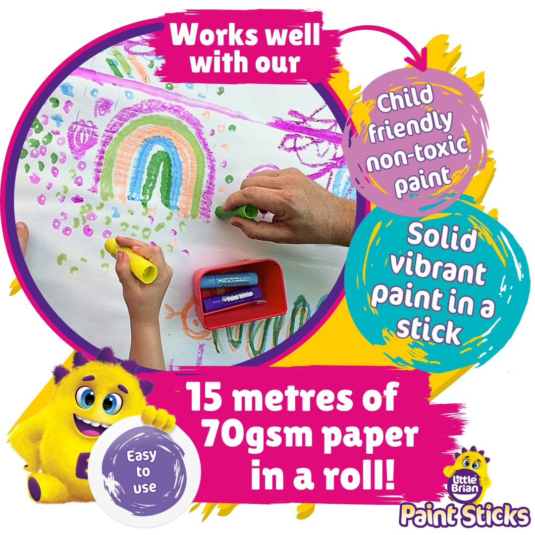 Little Brian Paint Sticks Paper Roll - 15m x 30cm for Travel & Art Activities | 70 GSM 3