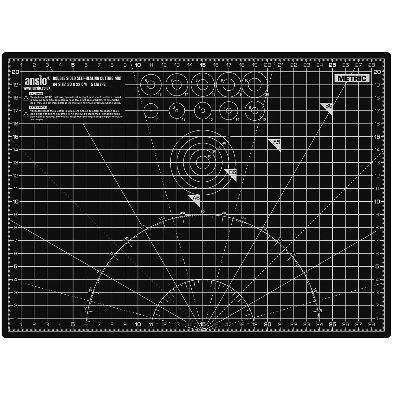 ANSIO Self Healing Craft Cutting Mat - A4 Double Sided, 5 Layers, 3mm Thick | Quilting & Crafting 4