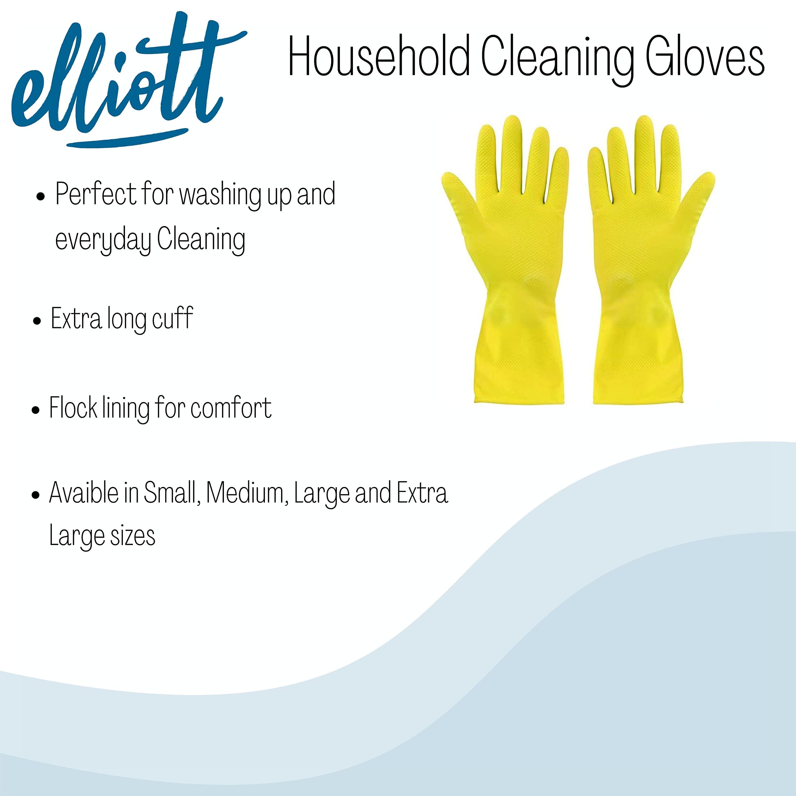 Elliott Household Rubber Cleaning Gloves - XL Size, Yellow, Chemical Resistant | Pack of 2 4