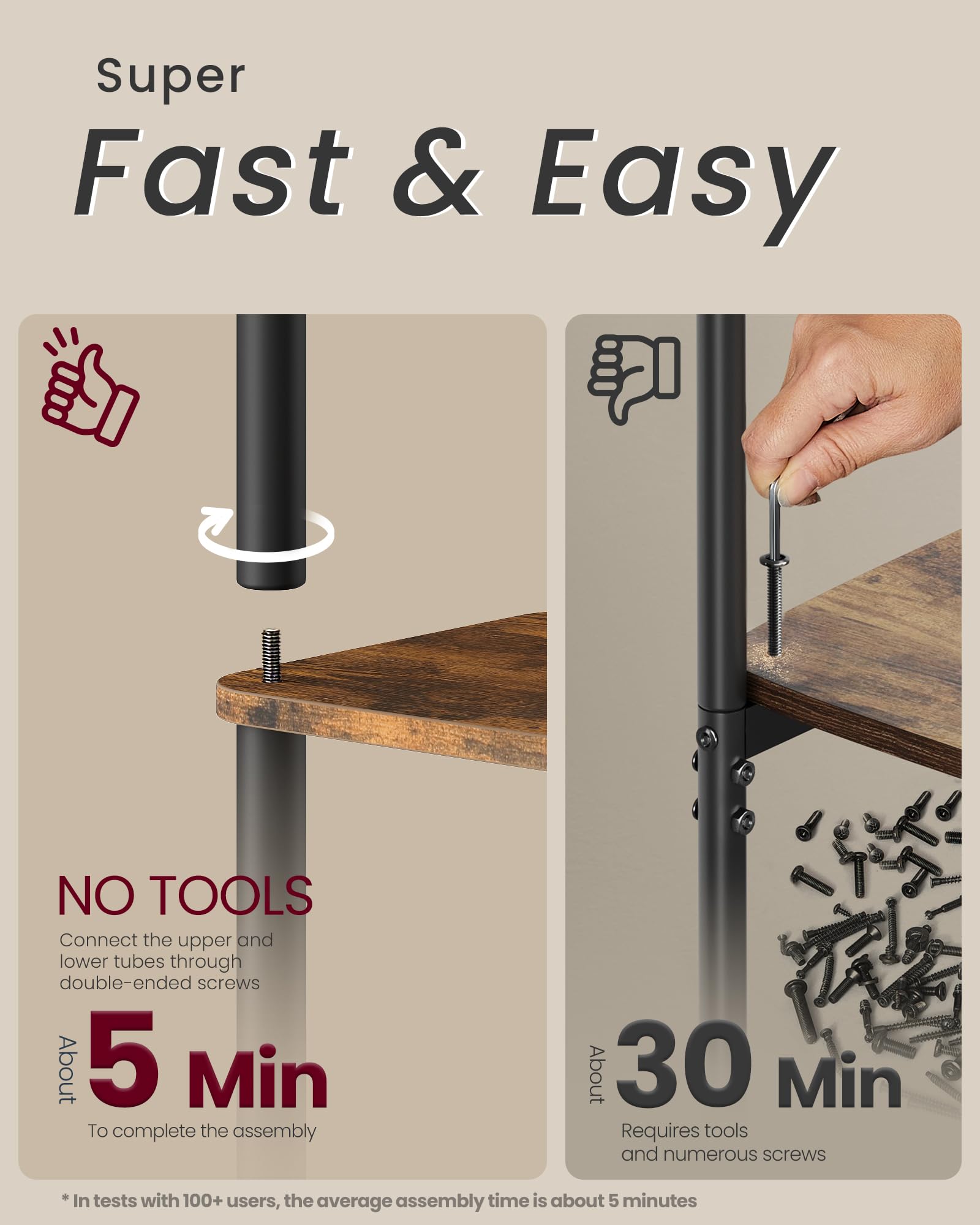 VASAGLE 5-Tier Standing Shelf Unit - Toolless Assembly | 30kg Total Capacity | 38W x 139H cm 4