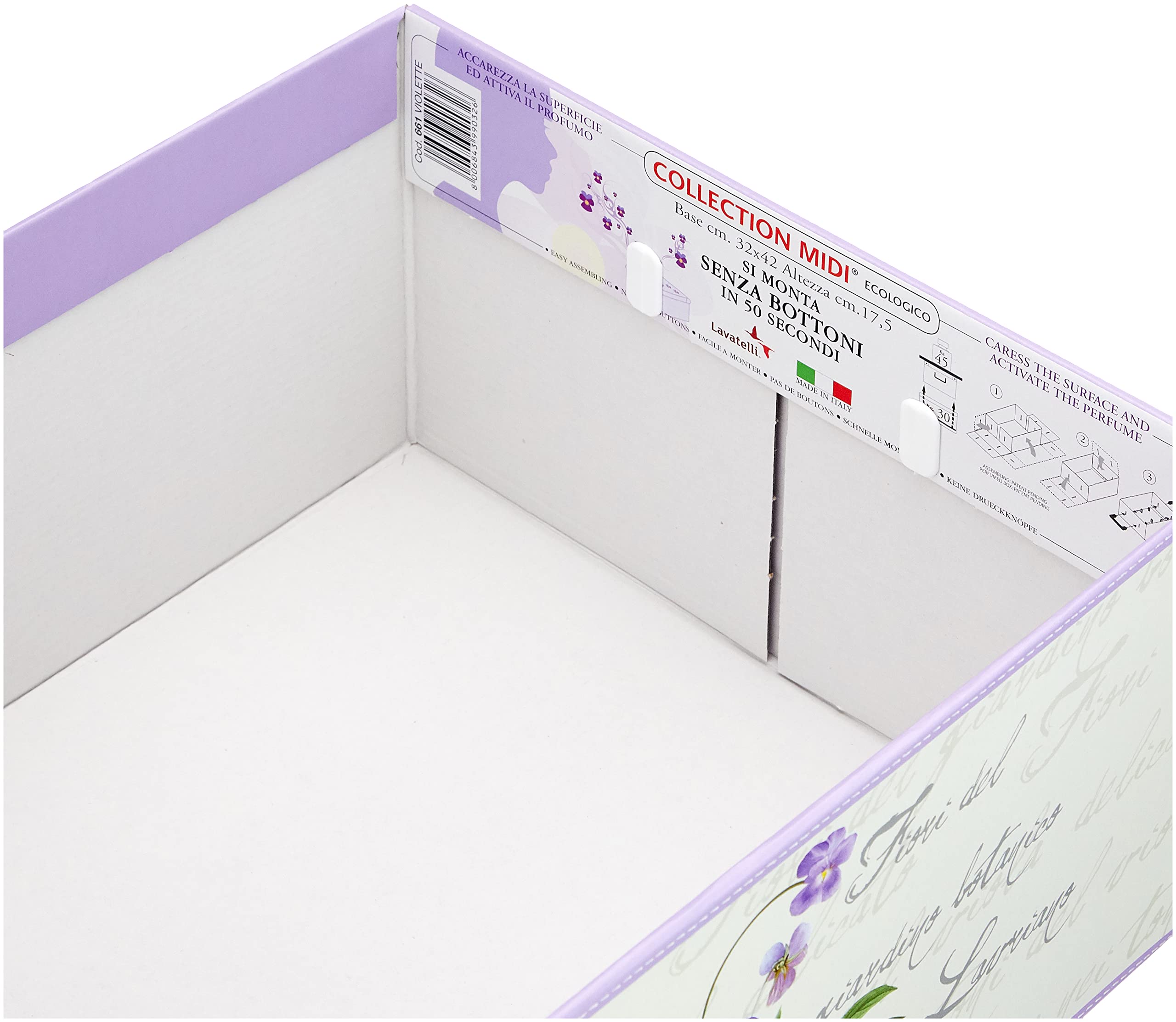 Lavatelli KANGURU Collection Decorative Storage Box with Handles and Lid, Violet, 42x32x17.5cm 3