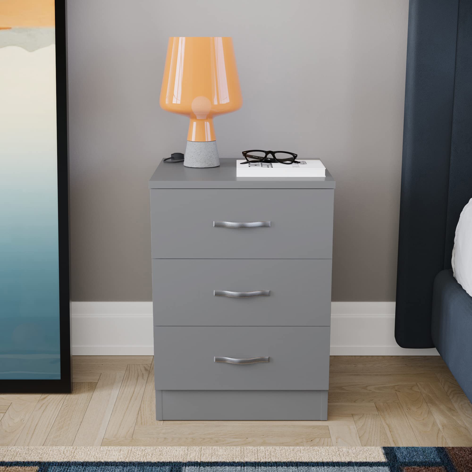 Vida Designs Riano Chest of Drawers - 3 Drawers | Grey | H 56 x W 40 x D 36 cm 3
