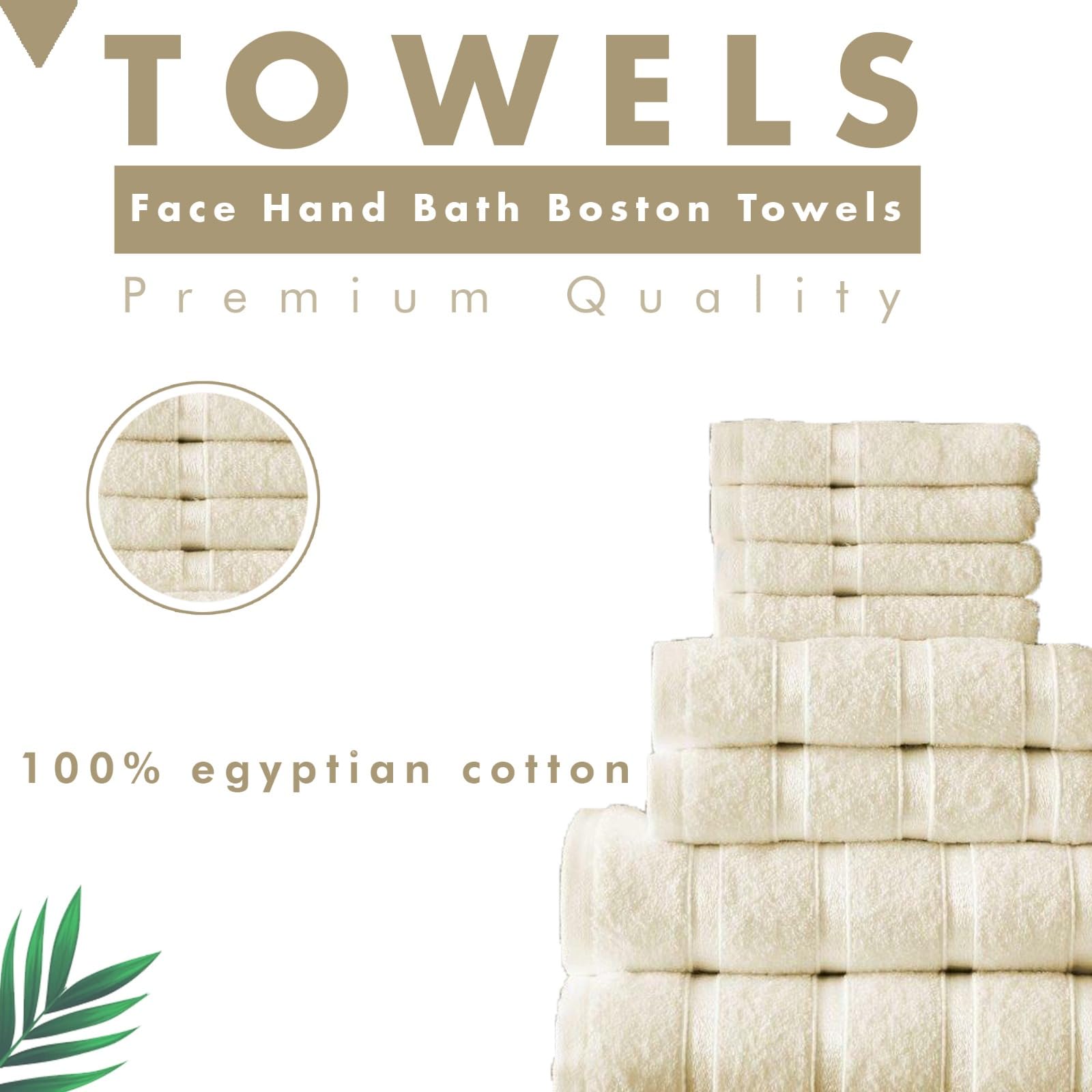 FAIRWAYUK Boston 8-Piece Towel Bale Set - 100% Egyptian Cotton | Super Soft | Cream 2