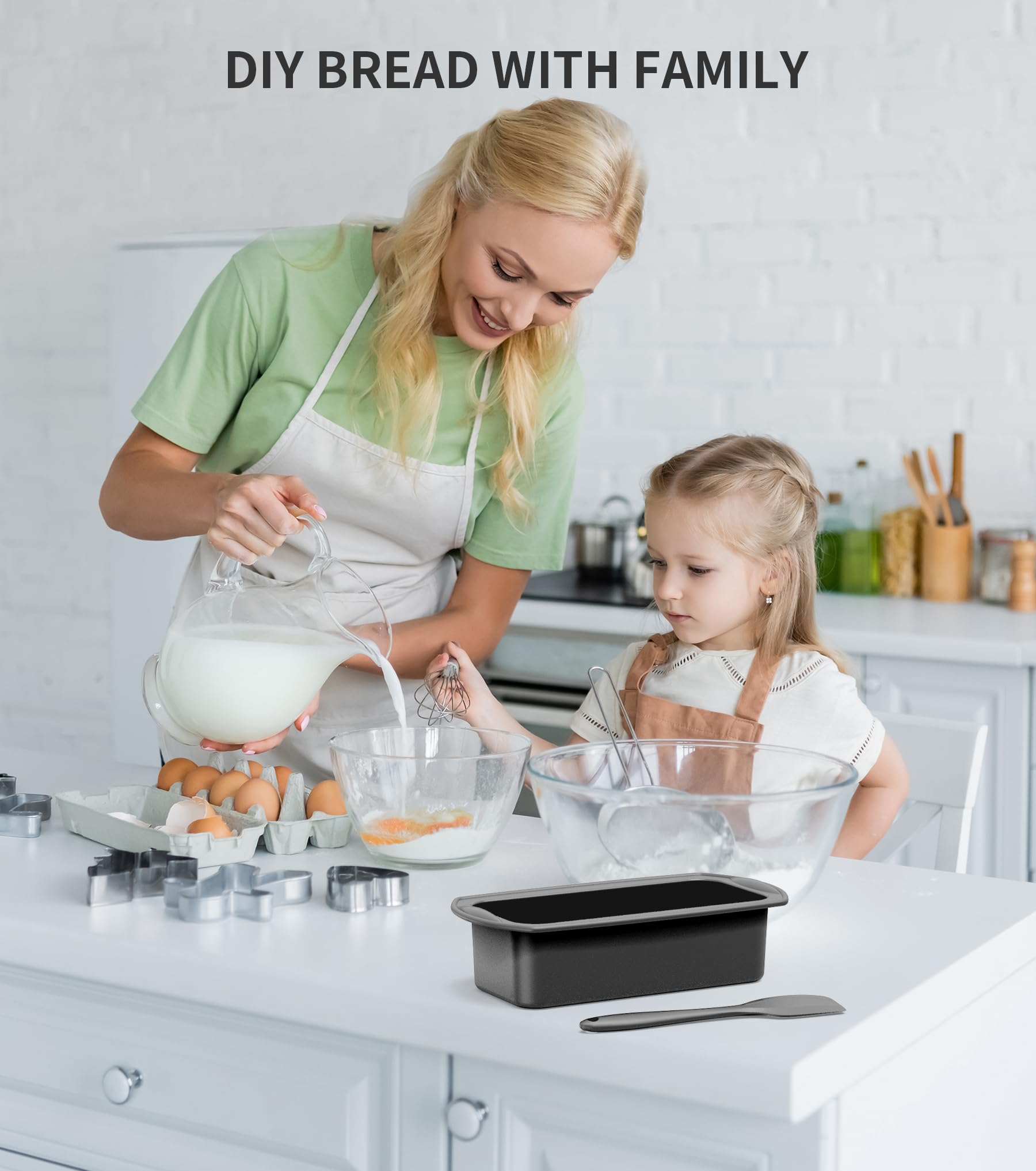 Ankway Silicone Loaf Tin with Dough Scraper, 2 Pack Non-Stick Bread Pans | 28 x 14.3 x 6.3 cm | Black/White 5