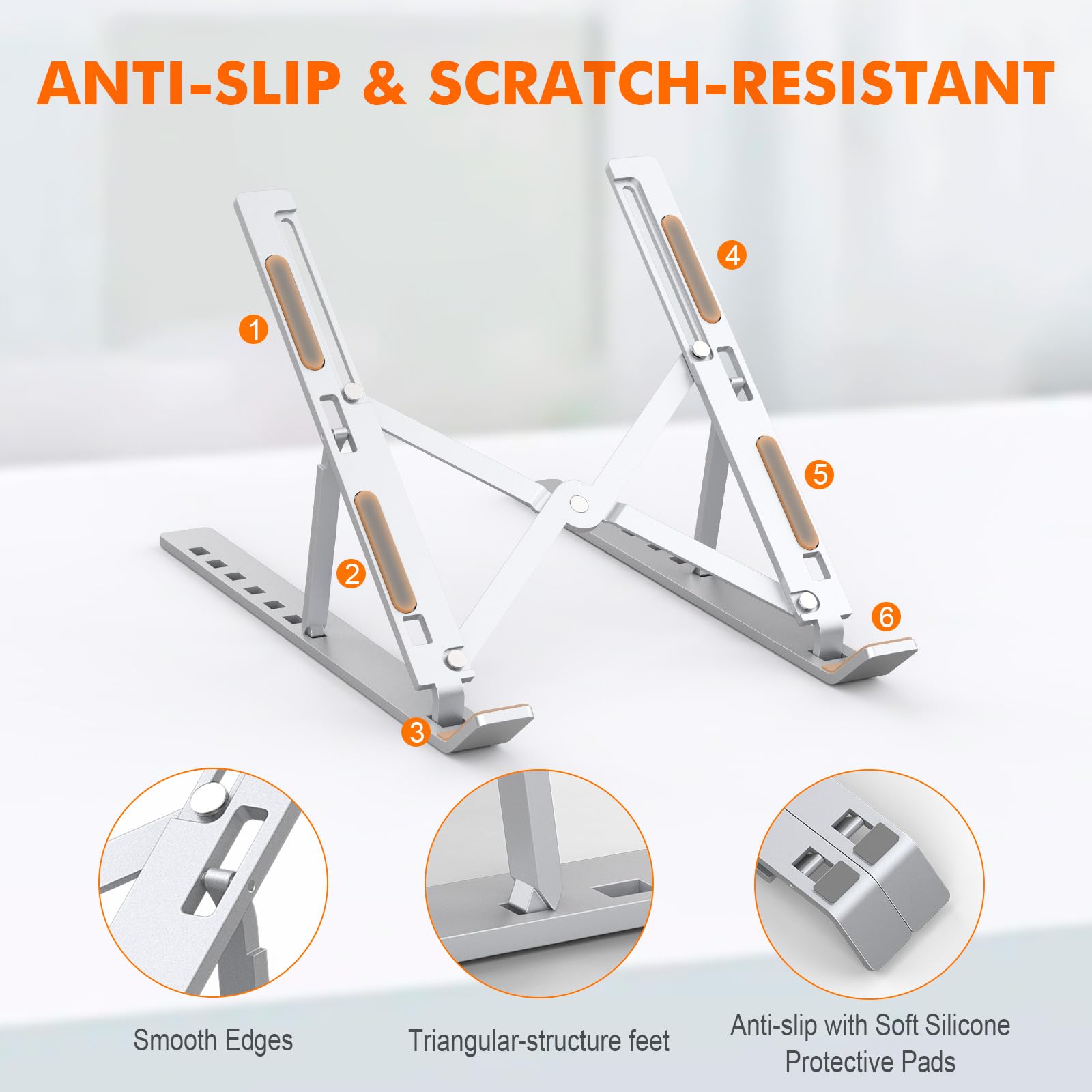 GRIFEMA GB1054 Laptop Stand for Desk - Adjustable 6-Level Aluminium Riser | Foldable & Portable 5