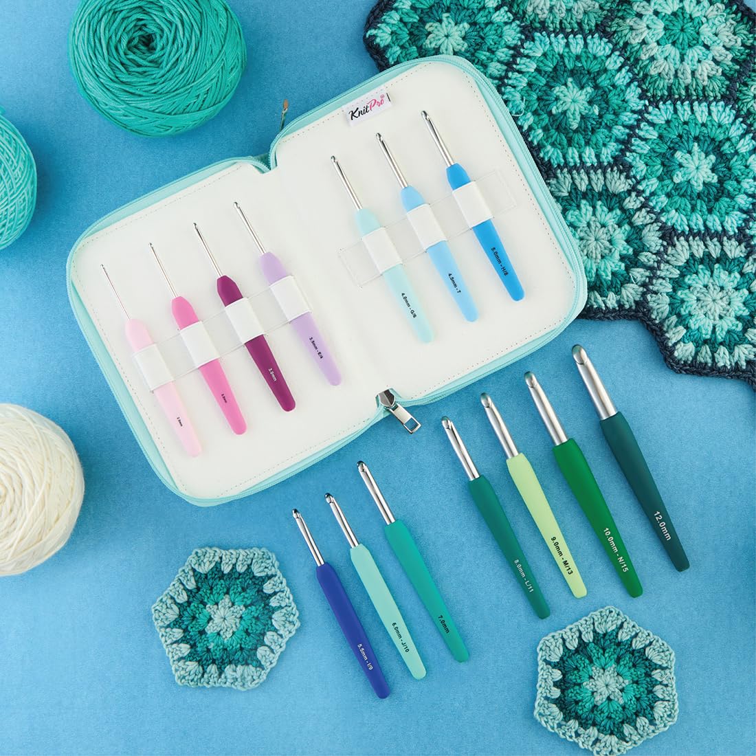 KnitPro Waves Crochet Hooks Set - 14 Hooks (2.0mm - 12.0mm) with Ergonomic Handles | KP30952 6