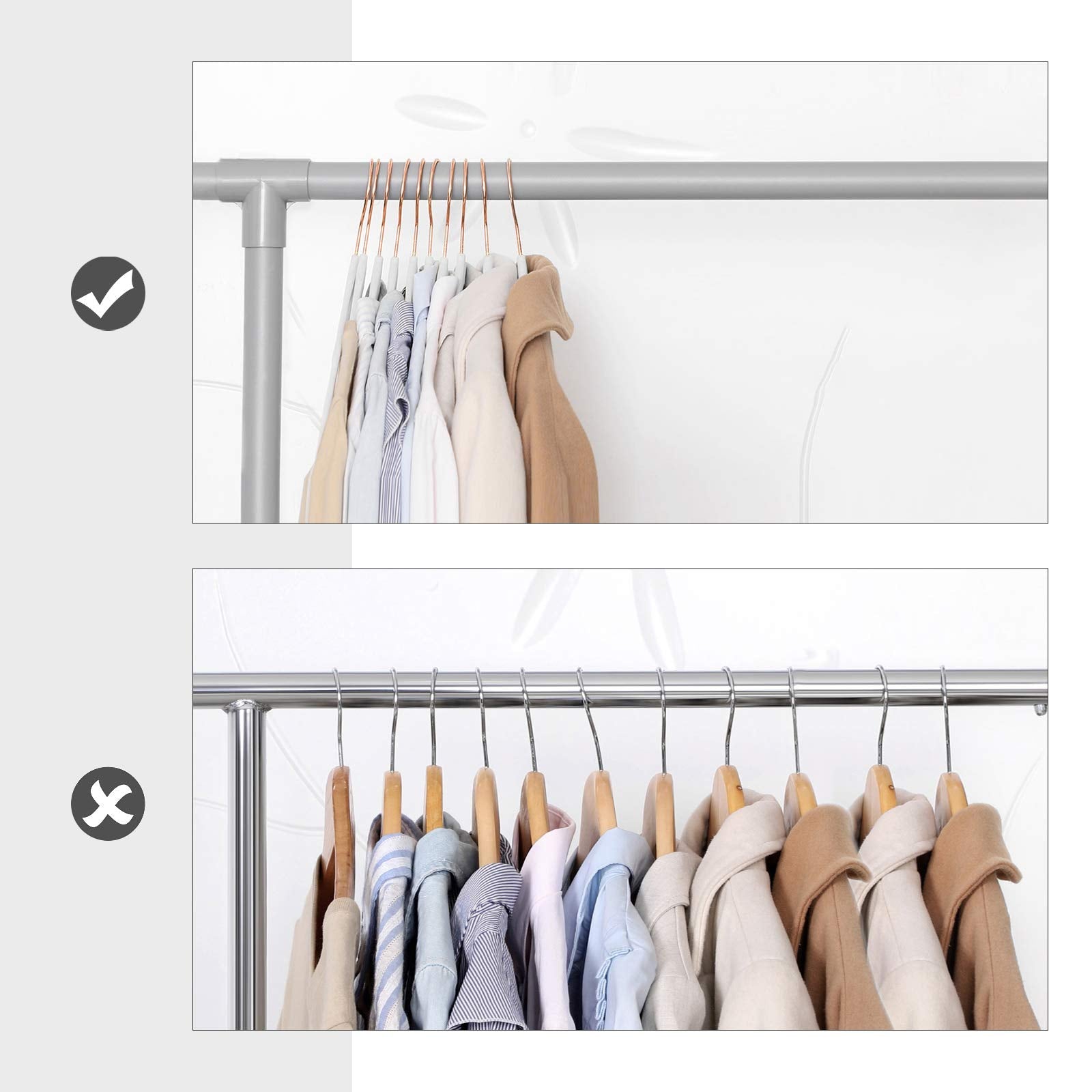 SONGMICS Set of 50 Velvet Hangers, 41.5 cm Wide, Space-Saving, High Load Ca 6