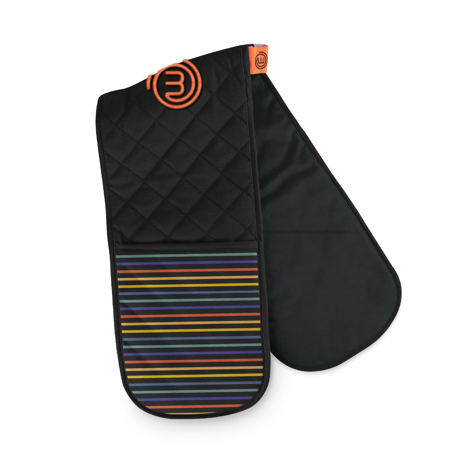 MasterChef Double Oven Gloves - Heat Resistant Cotton Mitts up to 250°C | Vivid Black 1