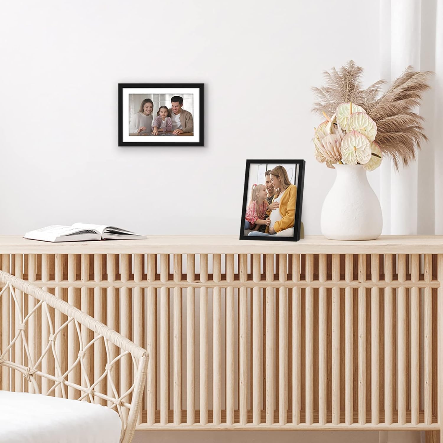 Americanflat 5x7 Photo Frame in Black - Thin Border | PVC Construction | Includes Easel & Hanging Hardware 6