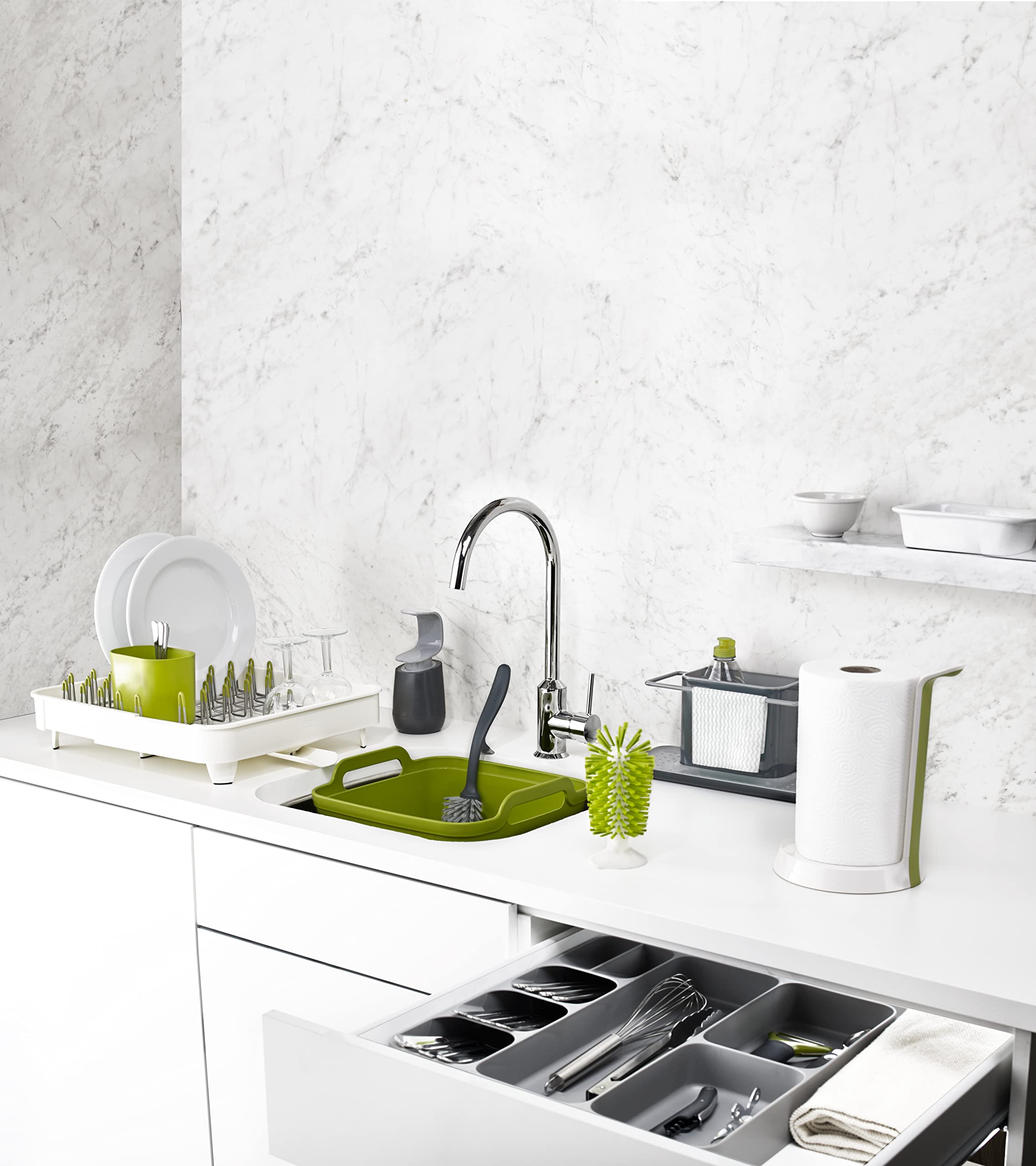 Joseph Joseph Large Kitchen Sink Caddy Organiser for Sponges, Brushes, and Dish Cloth | Grey Plastic/Metal 5