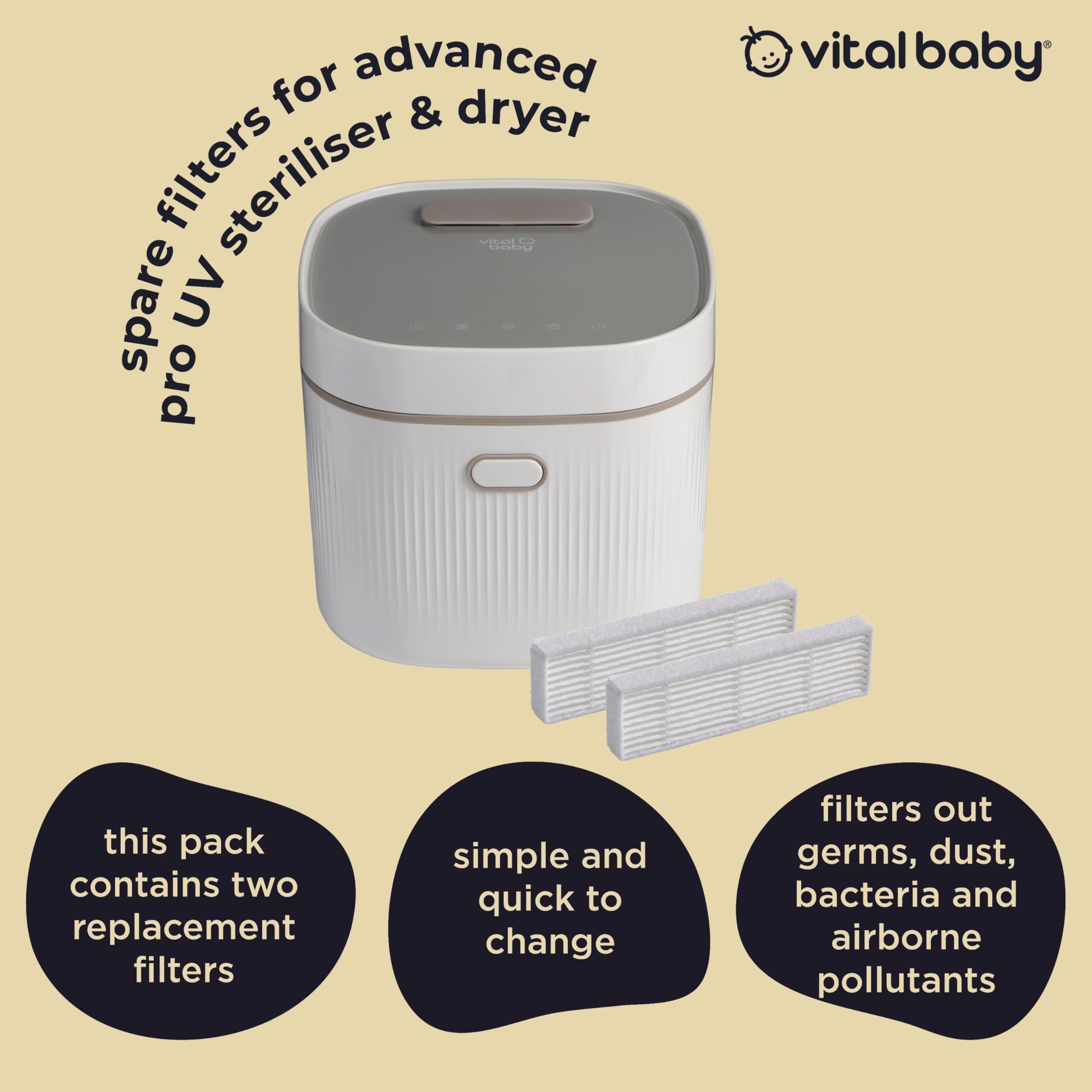 Vital Baby Nurture Replacement HEPA Filter for Advanced pro UV Steriliser | 2 Count Pack | White 4