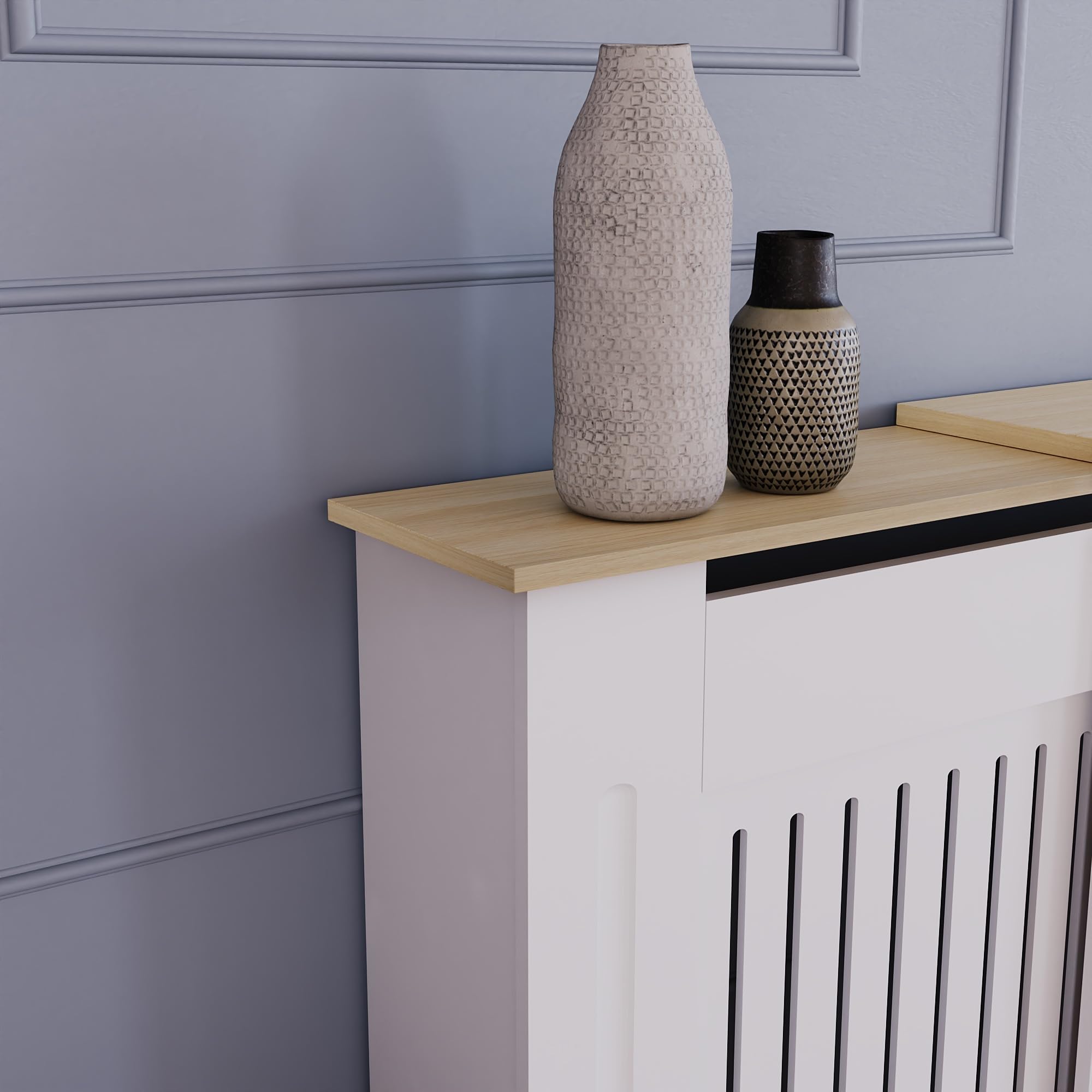 Vida Designs Arlington Radiator Cover - Adjustable White Shaker Style | Engineered Wood 5