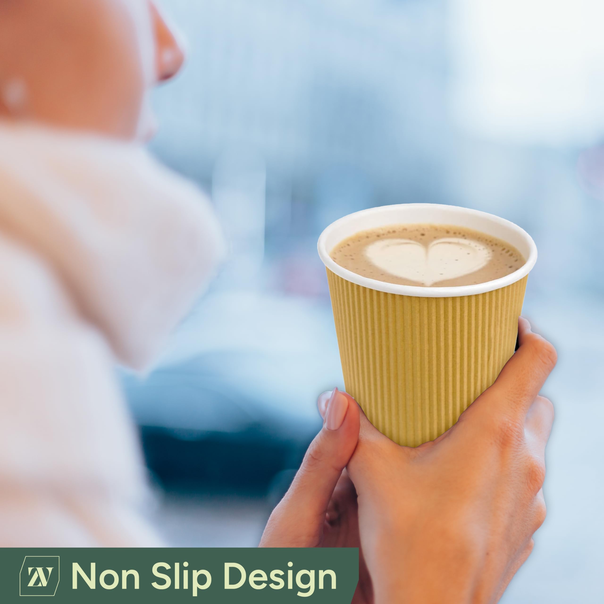 Zuvo Ripple Paper Coffee Cups - Heavy-Duty Double-Walled Disposable Tumblers | 12 OZ, 30 Pack 5