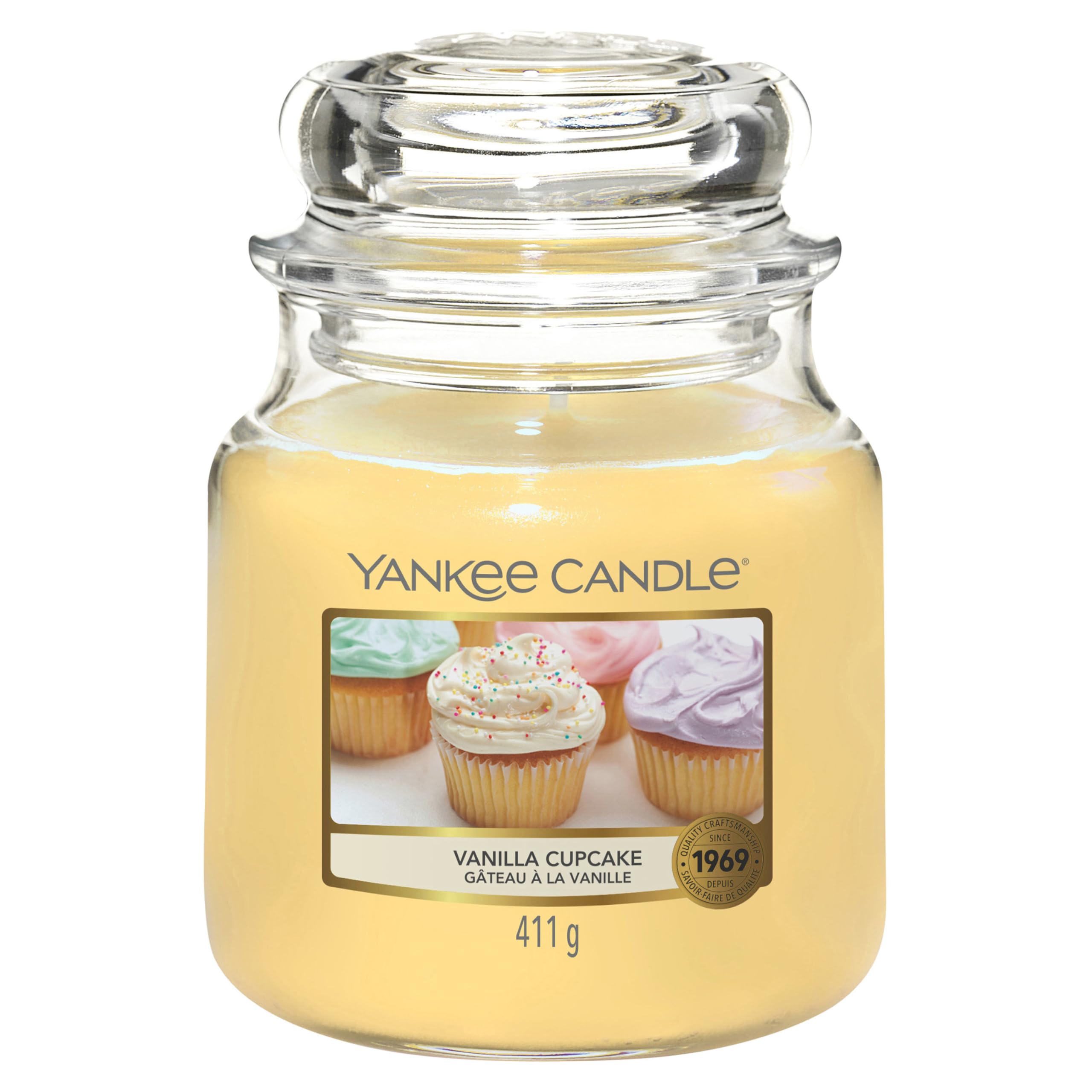 Yankee Candle Vanilla Cupcake Scented Candle - Medium Jar | Up to 75 Hours Burn Time | Cream Color 1