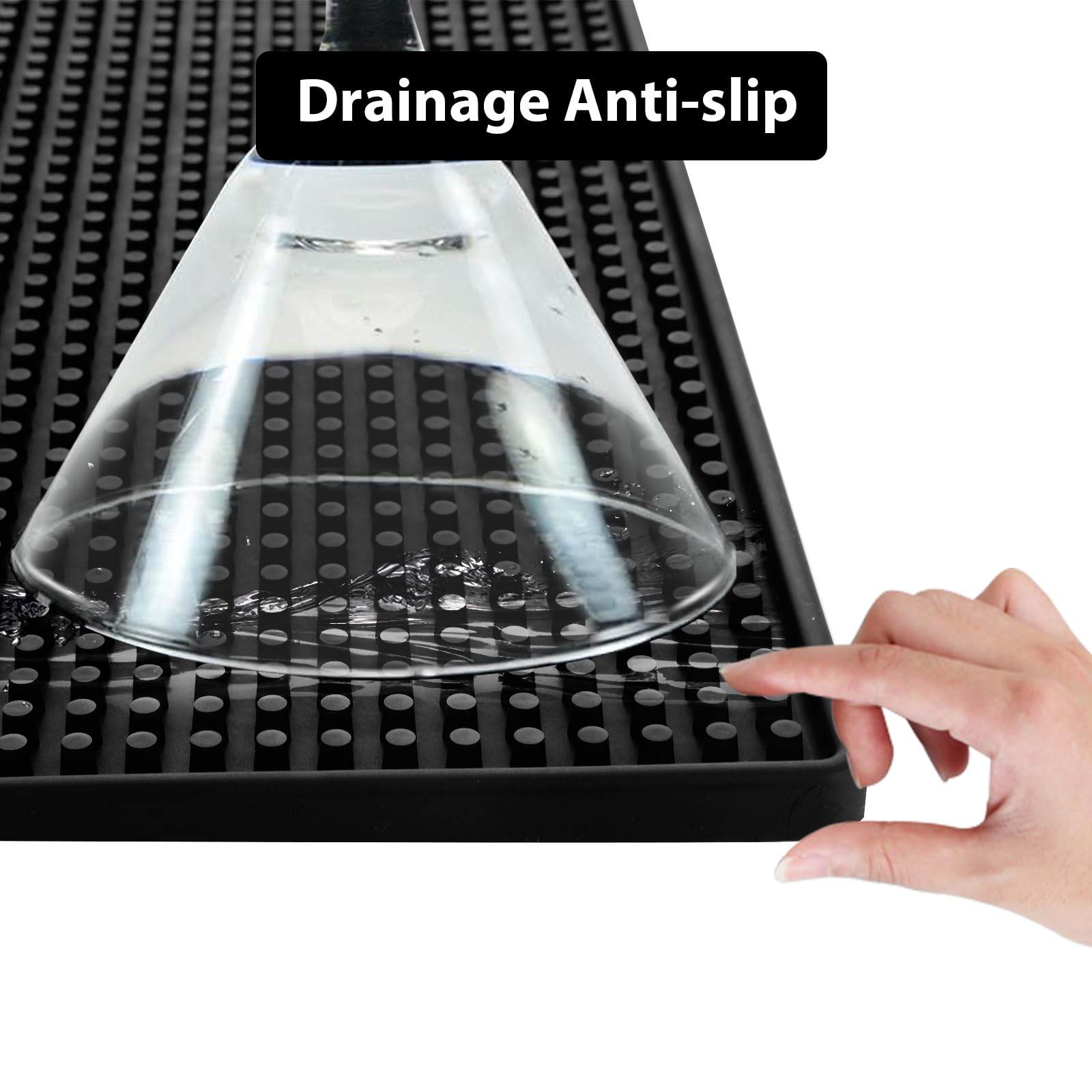 ASelected Bar Mat - Durable PVC, Anti-Slip, Bristle Surface | 45x30cm Black Mat 5