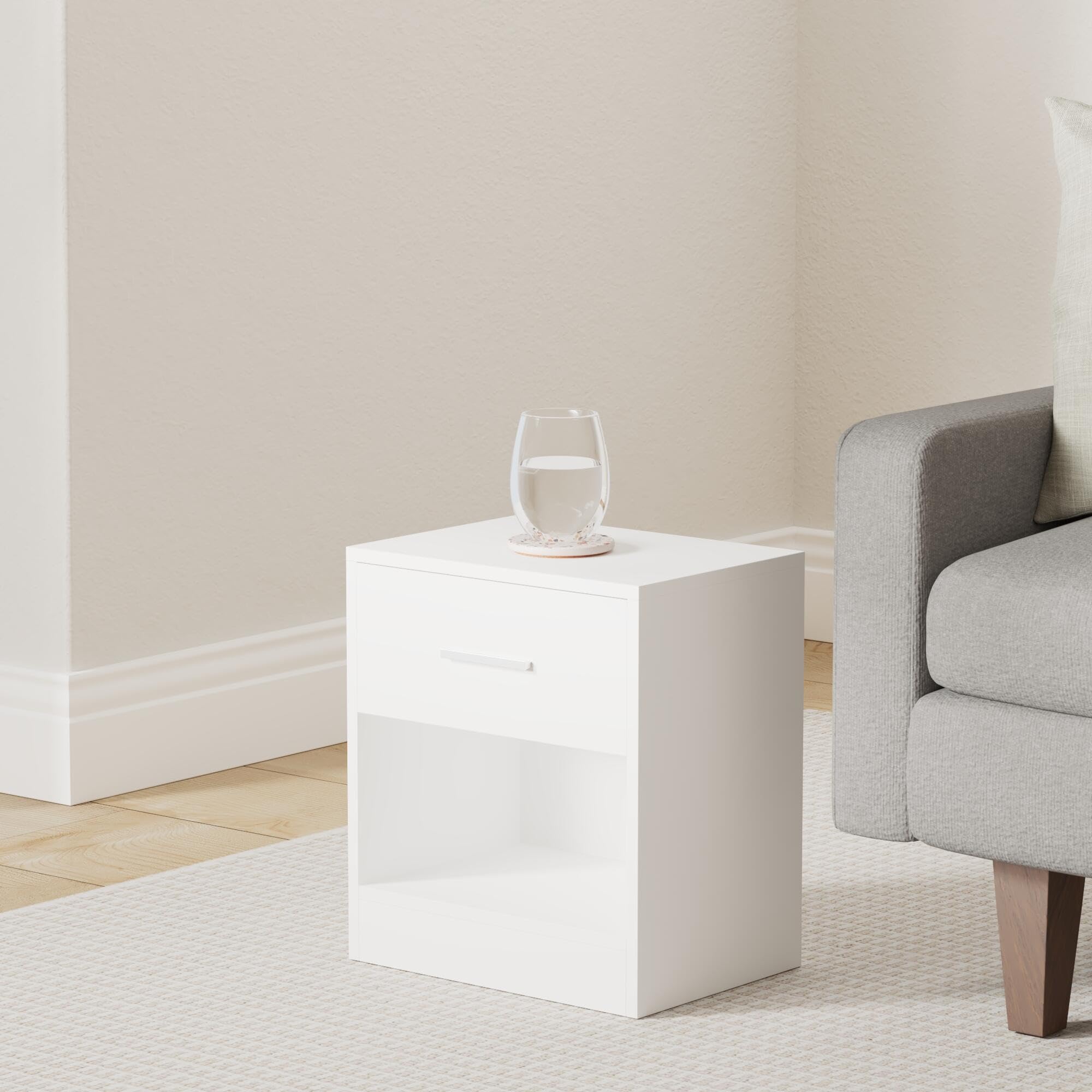 VASAGLE Bedside Tables - Set of 2 Side Tables with Drawer | Classic White | 28 x 39 x 41 cm 2