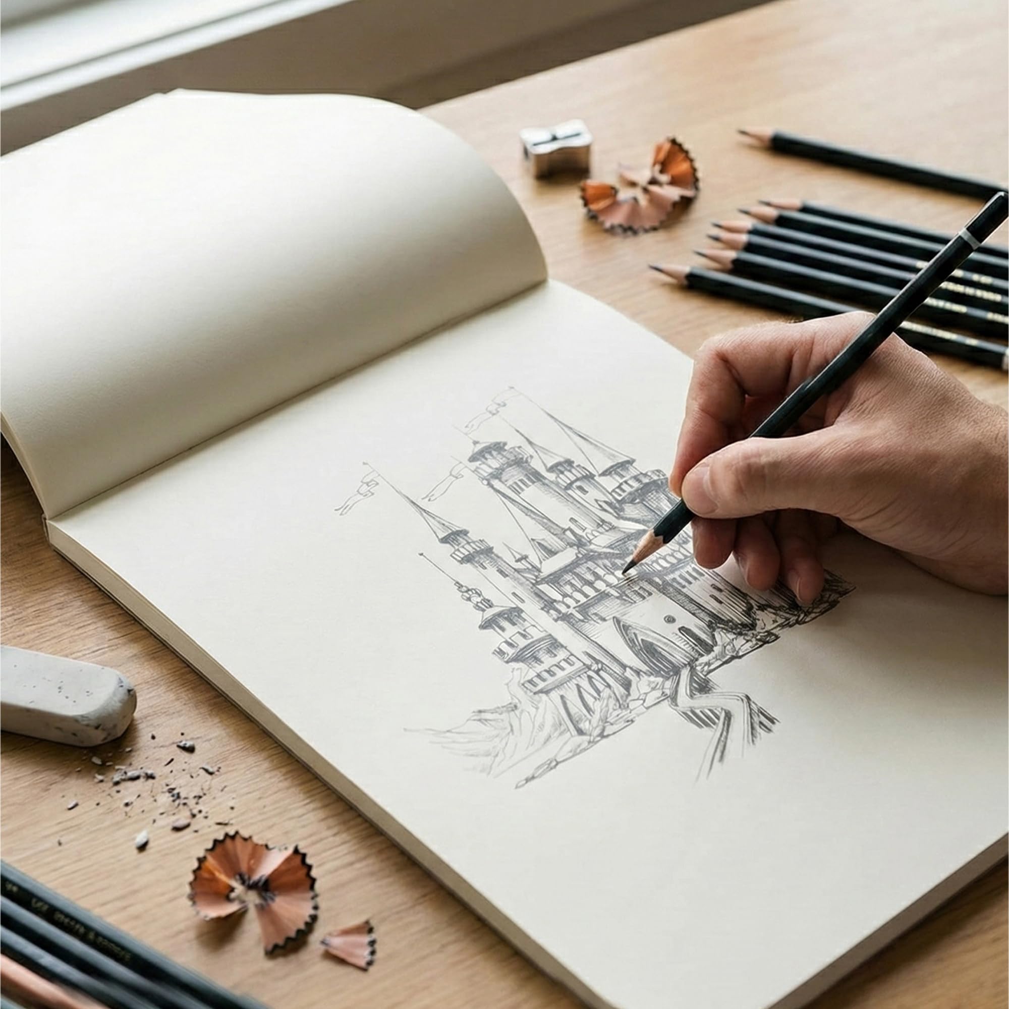 1ABOVE Artists Sketch Pad - A4 Spiral Bound, 40 Sheets, 170gsm Acid-Free Paper 4