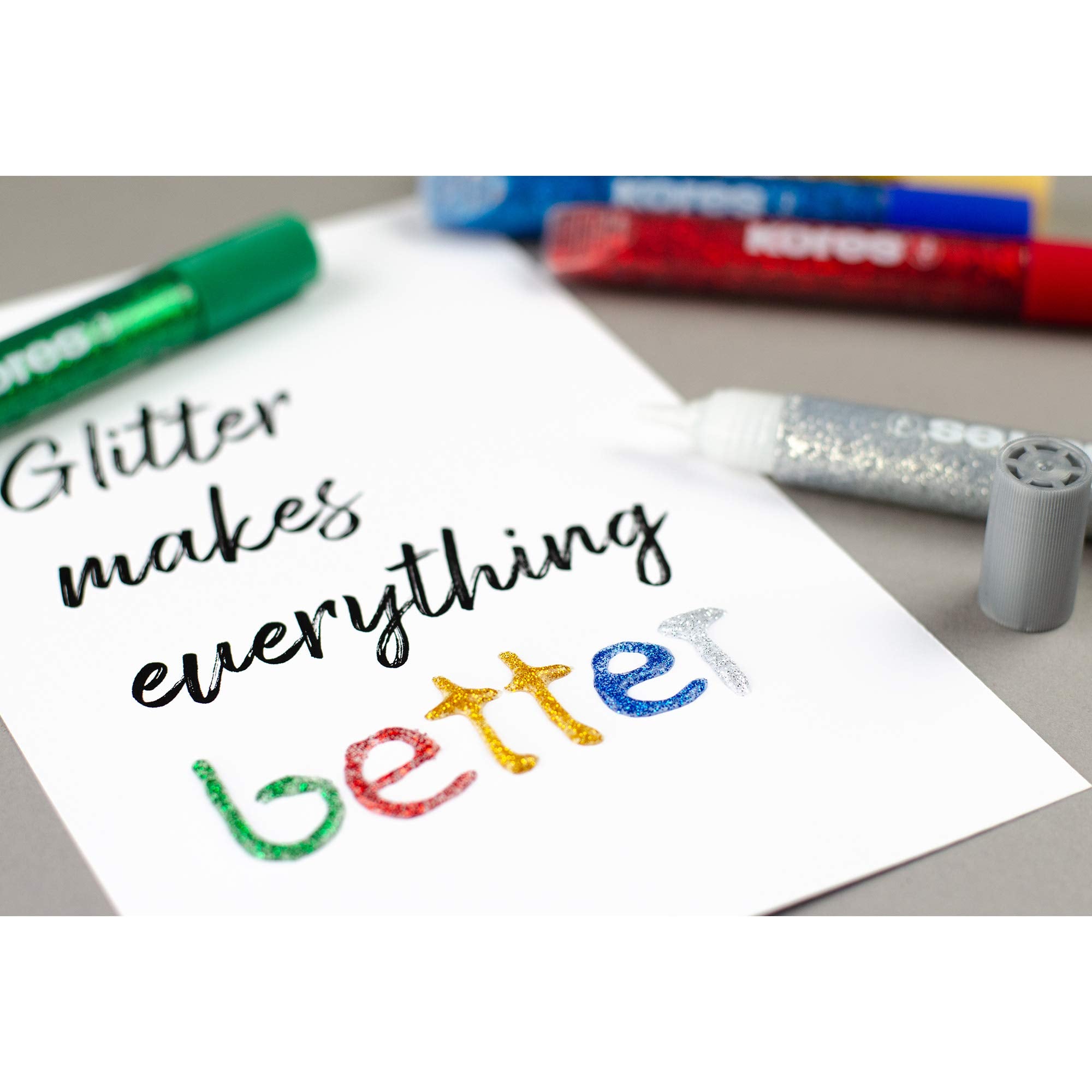 Kores Glitter Glue Pens - 10.5 ml (Pack of 5) | Acid-Free Craft Adhesive 5