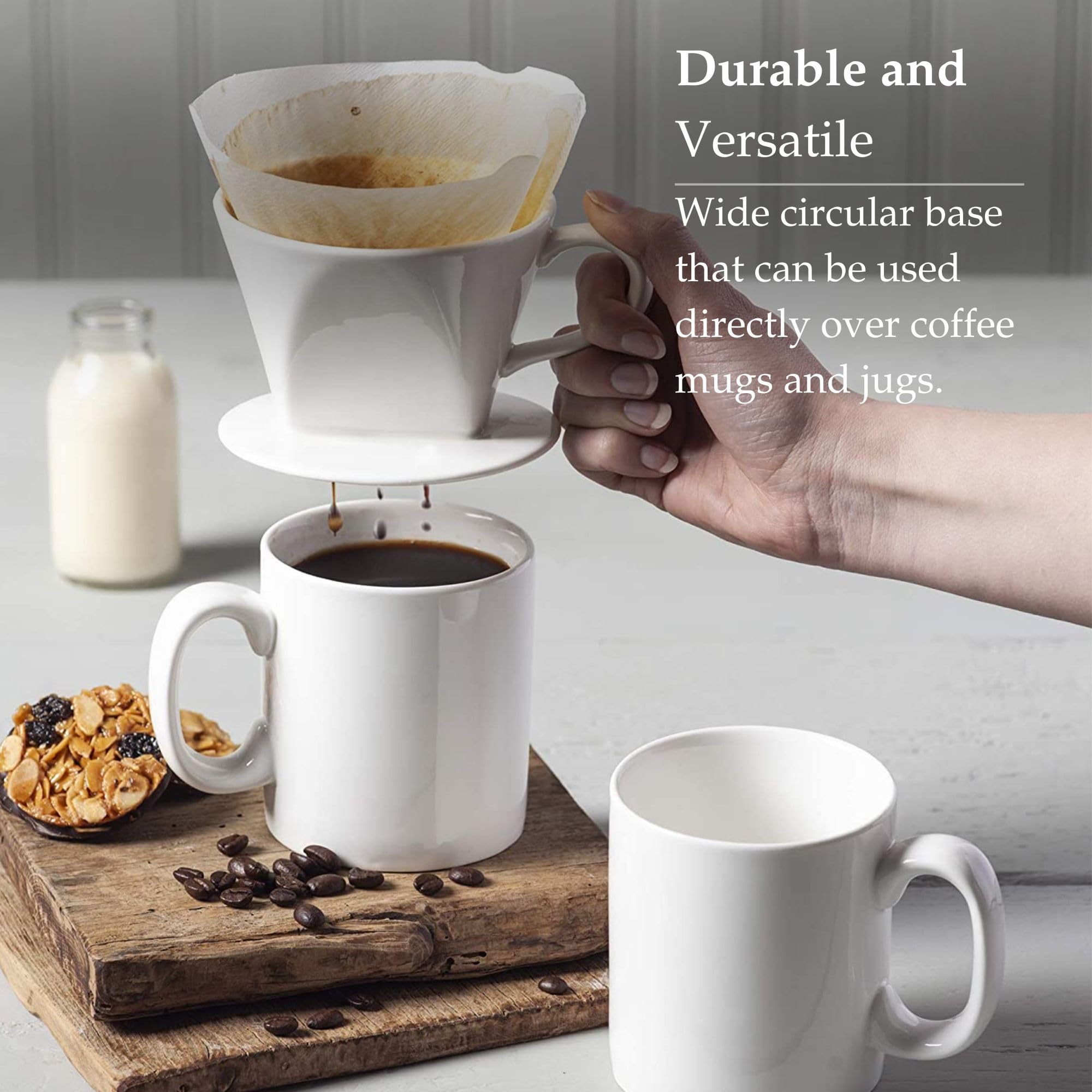 WM Bartleet & Sons 1750 T262 Traditional Porcelain Coffee Filter Cone - White | Fits All Mugs & Jugs 4