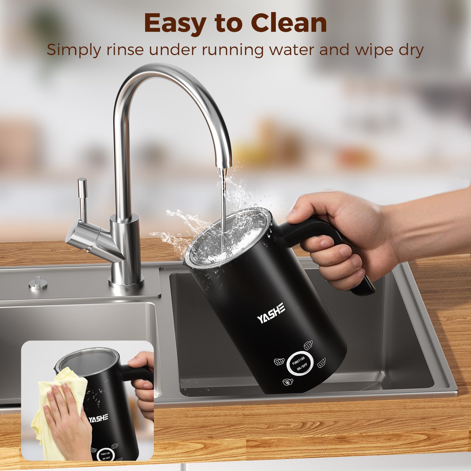 YASHE Electric Milk Frother - 4-in-1 Automatic Frother & Steamer | 10oz Capacity 6