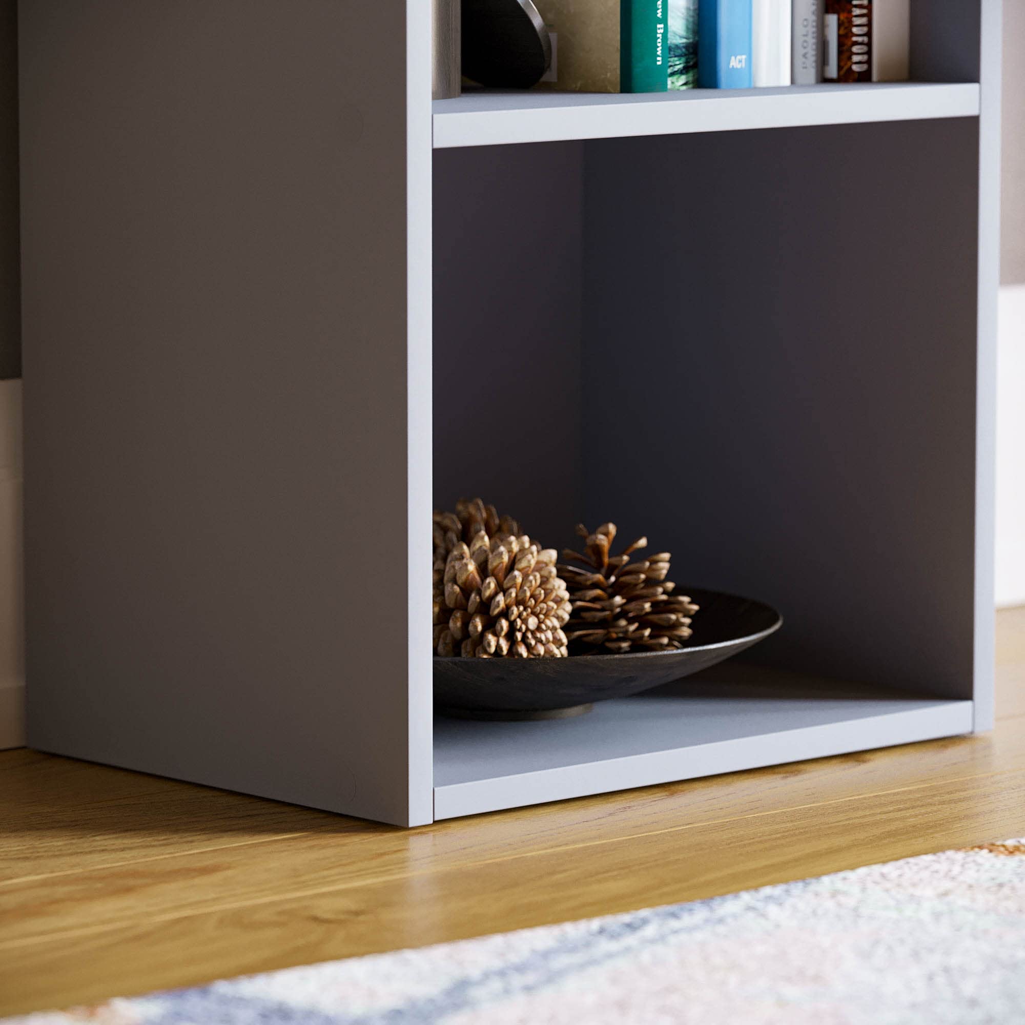 Vida Designs Oxford 3 Tier Cube Bookcase - Grey Wood Shelving | H 80 x W 32 x D 24 cm 5