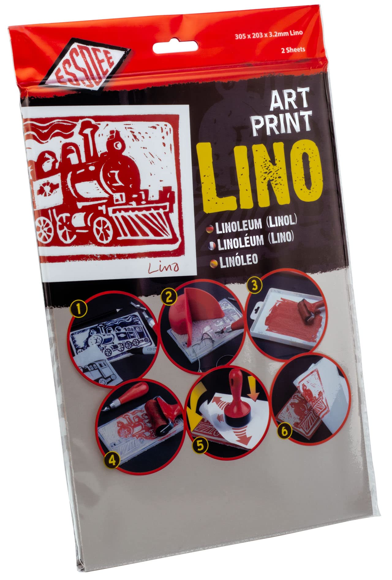 ESSDEE Traditional Linoleum Relief Printing Material - 305 x 203 x 3.2mm | Pack of 2 | Grey 1