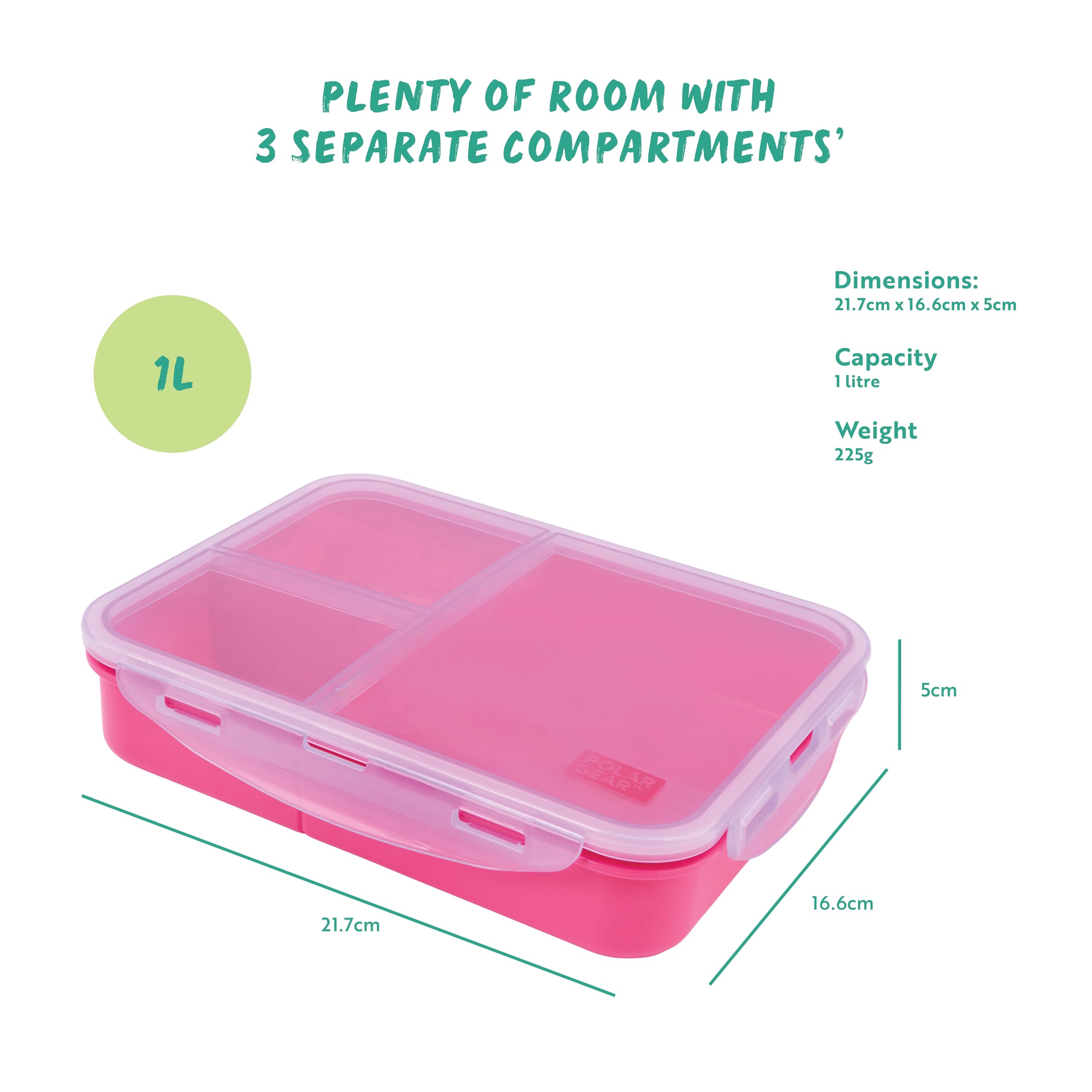 Polar Gear Decorate Me Lunch Box - 3 Compartments, Leakproof, Personalization Stickers | Lilac/Rose 3